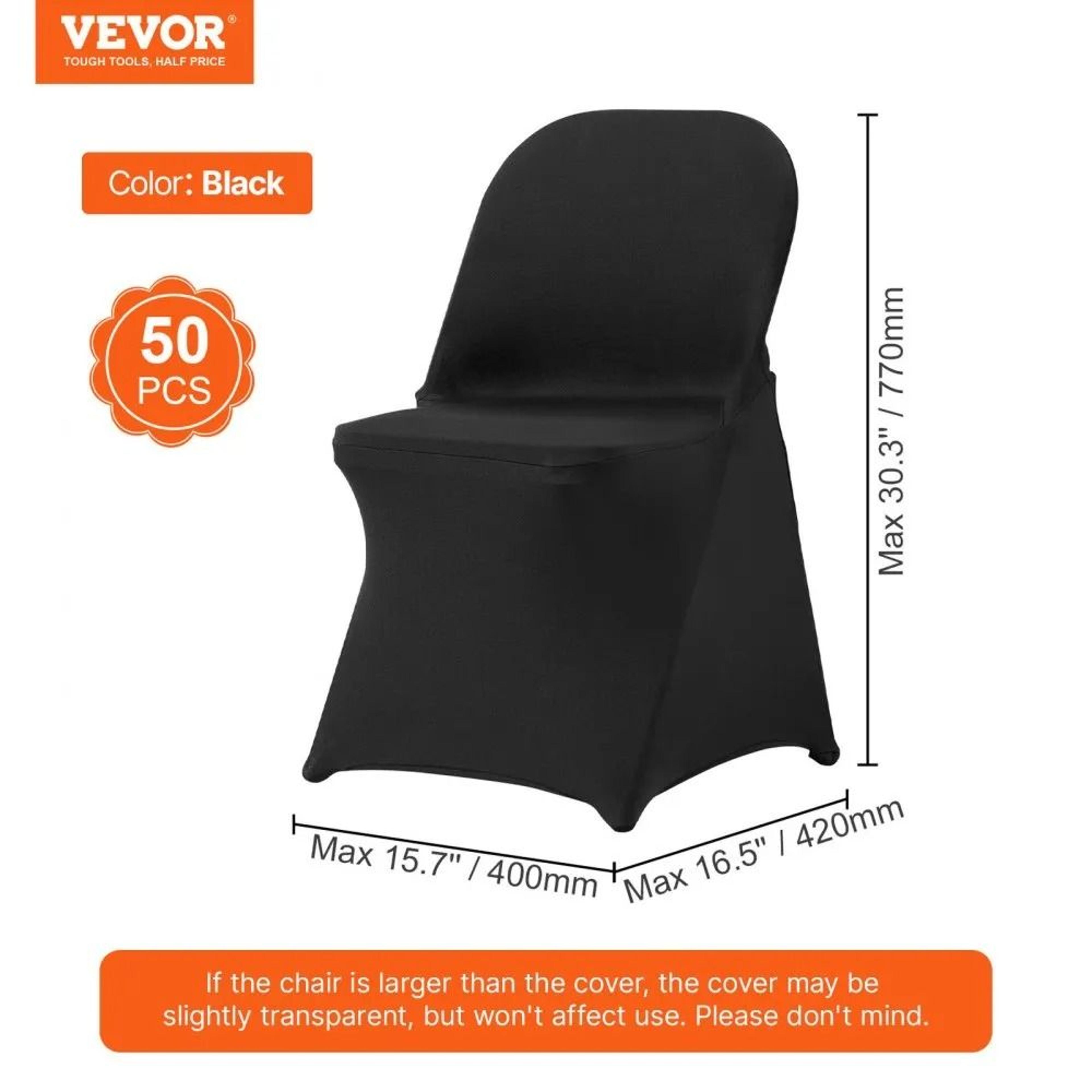 50 Pack Black Stretch Spandex Folding Chair Covers For Weddings Banquets And Parties 6