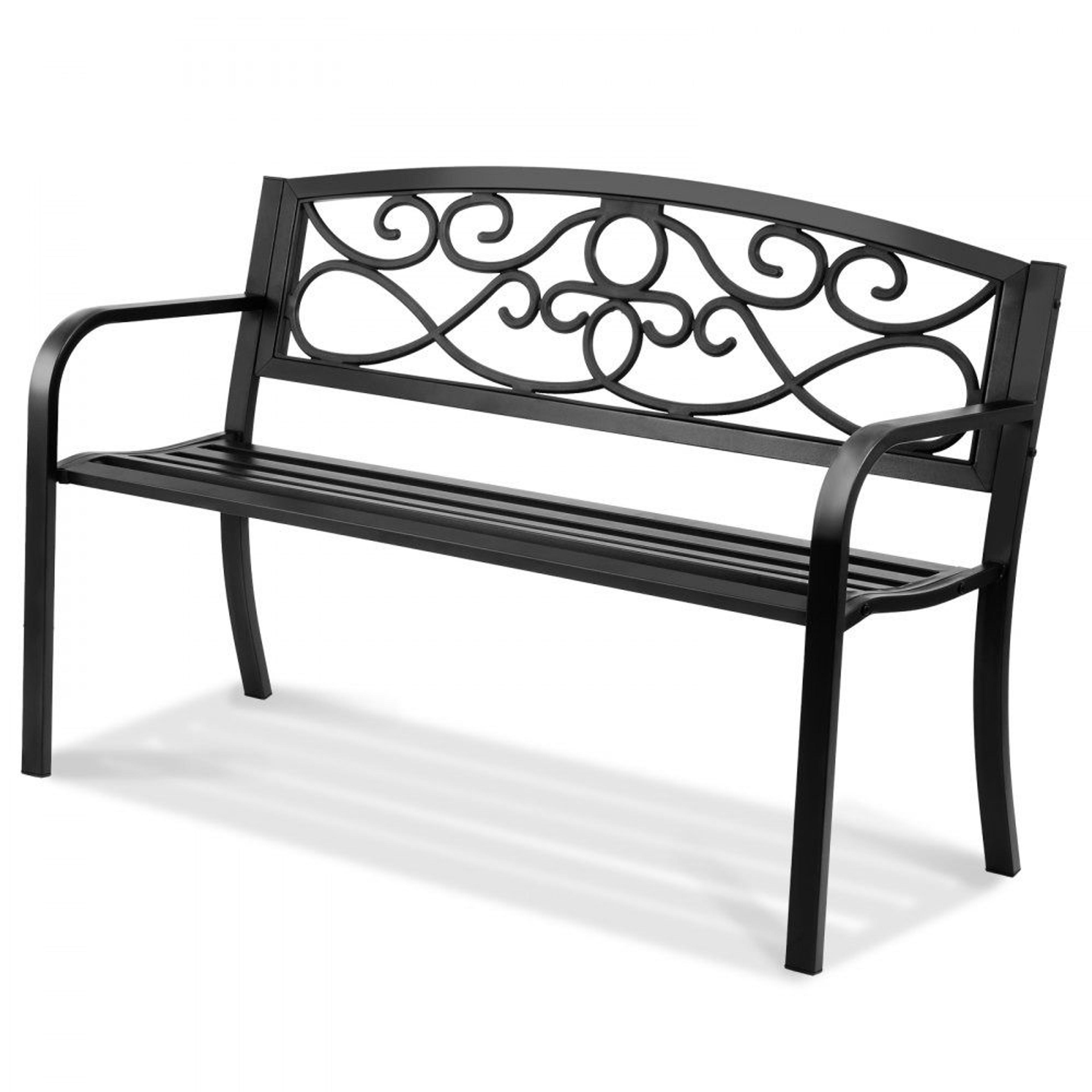 50 inch metal garden bench outdoor patio bench with backrest armrests and 550 lb capacity
