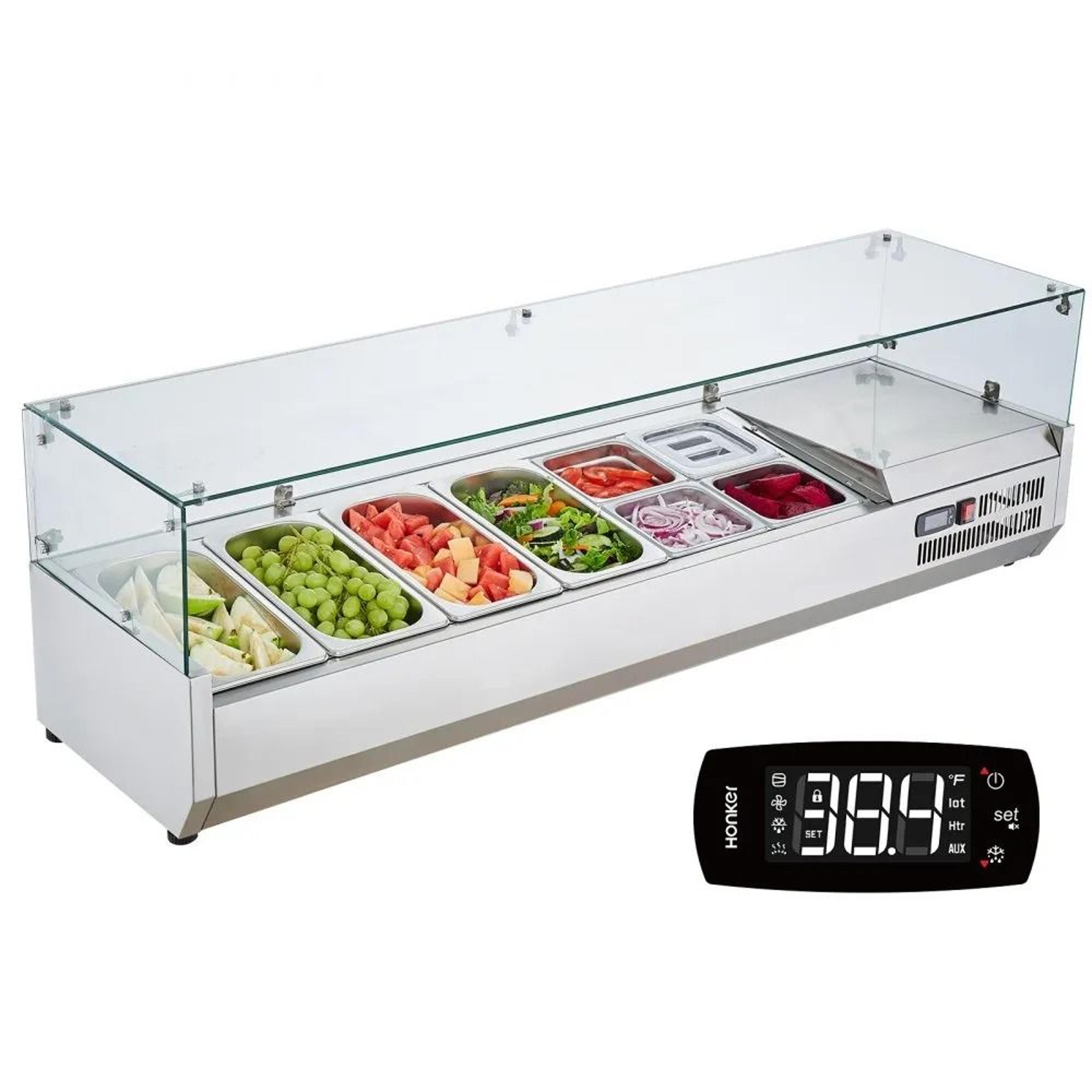 commercial refrigerated condiment station countertop salad and sandwich prep table