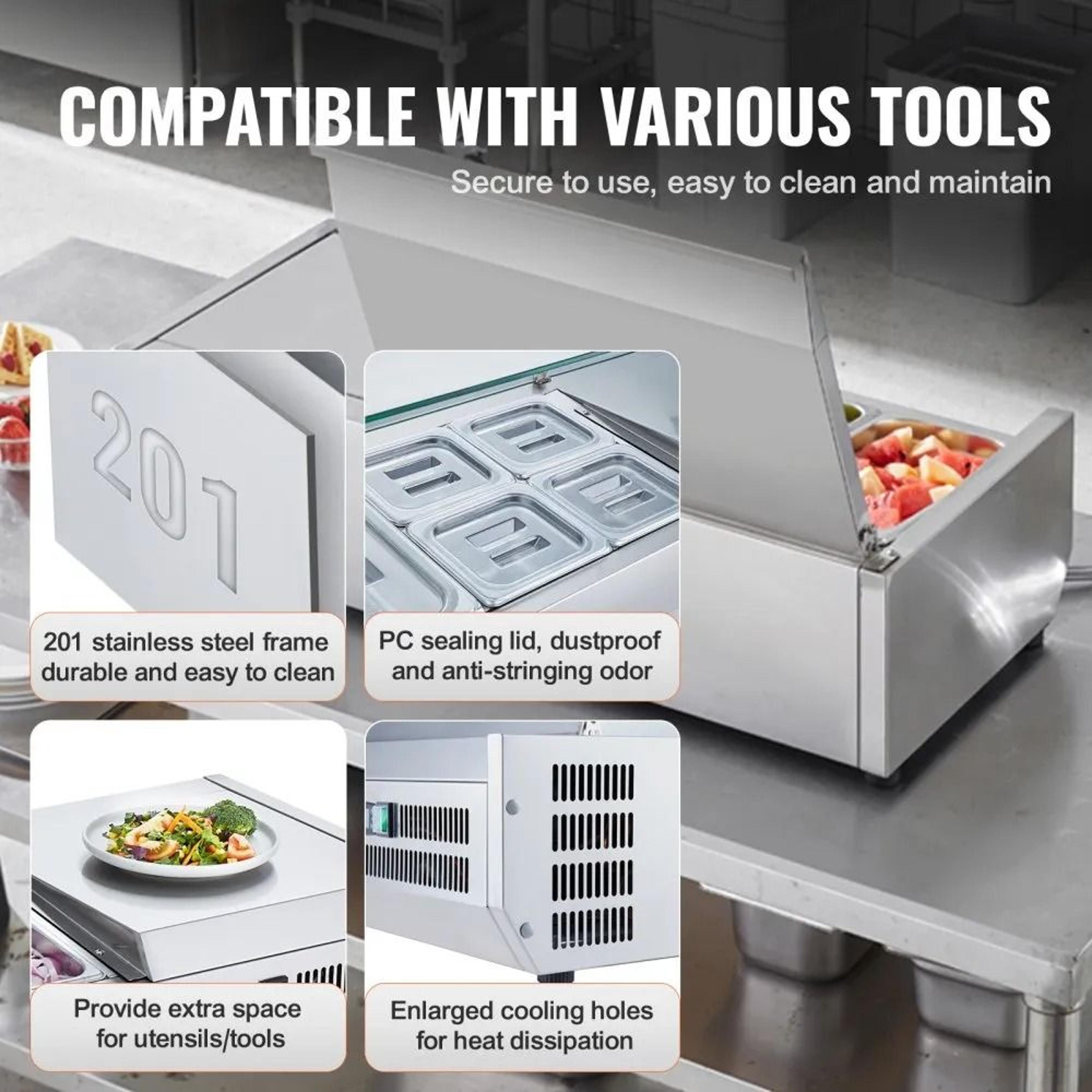 Refrigerated Condiment Prep Station Commercial Countertop Sandwich Prep Table 2