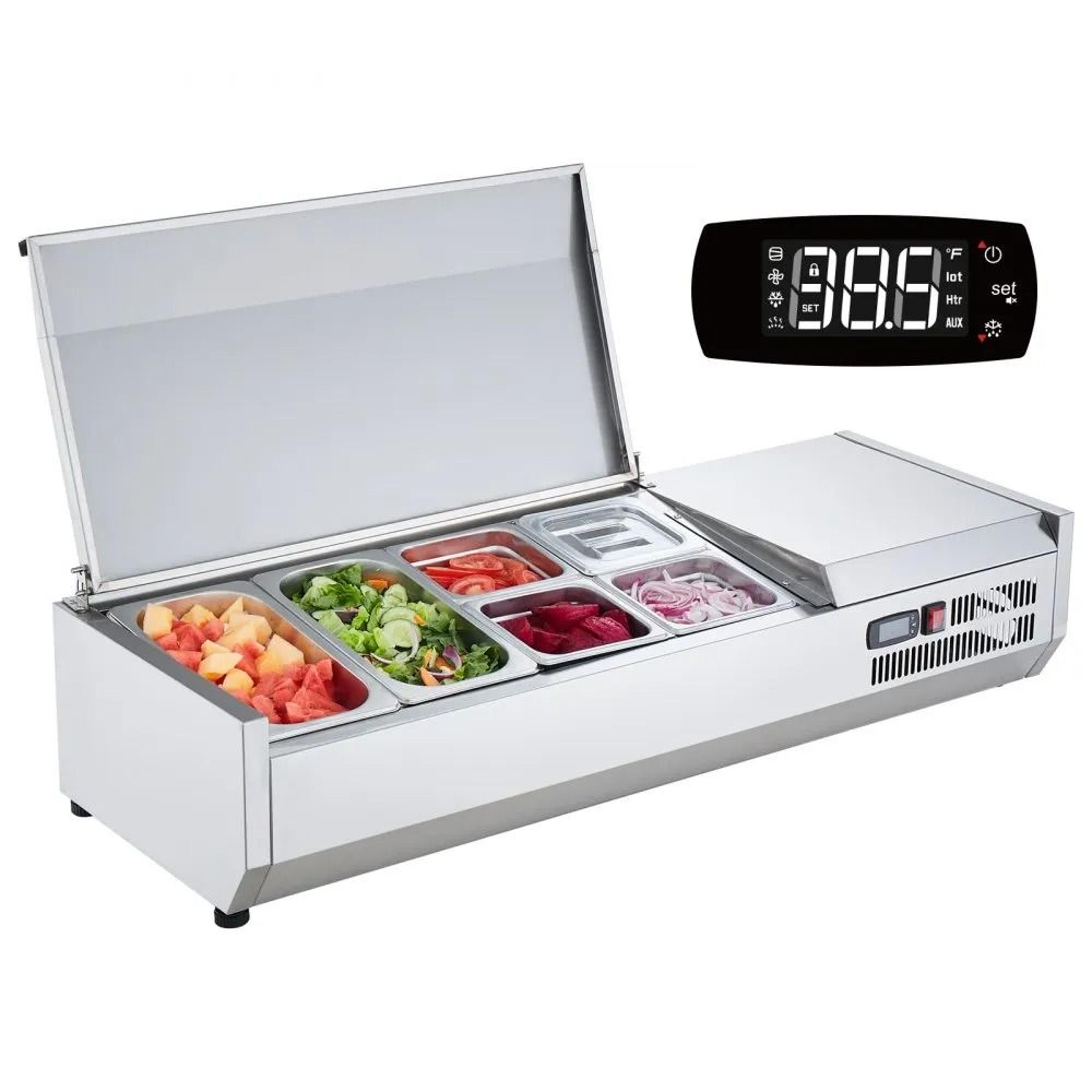 refrigerated condiment prep station commercial countertop sandwich prep table