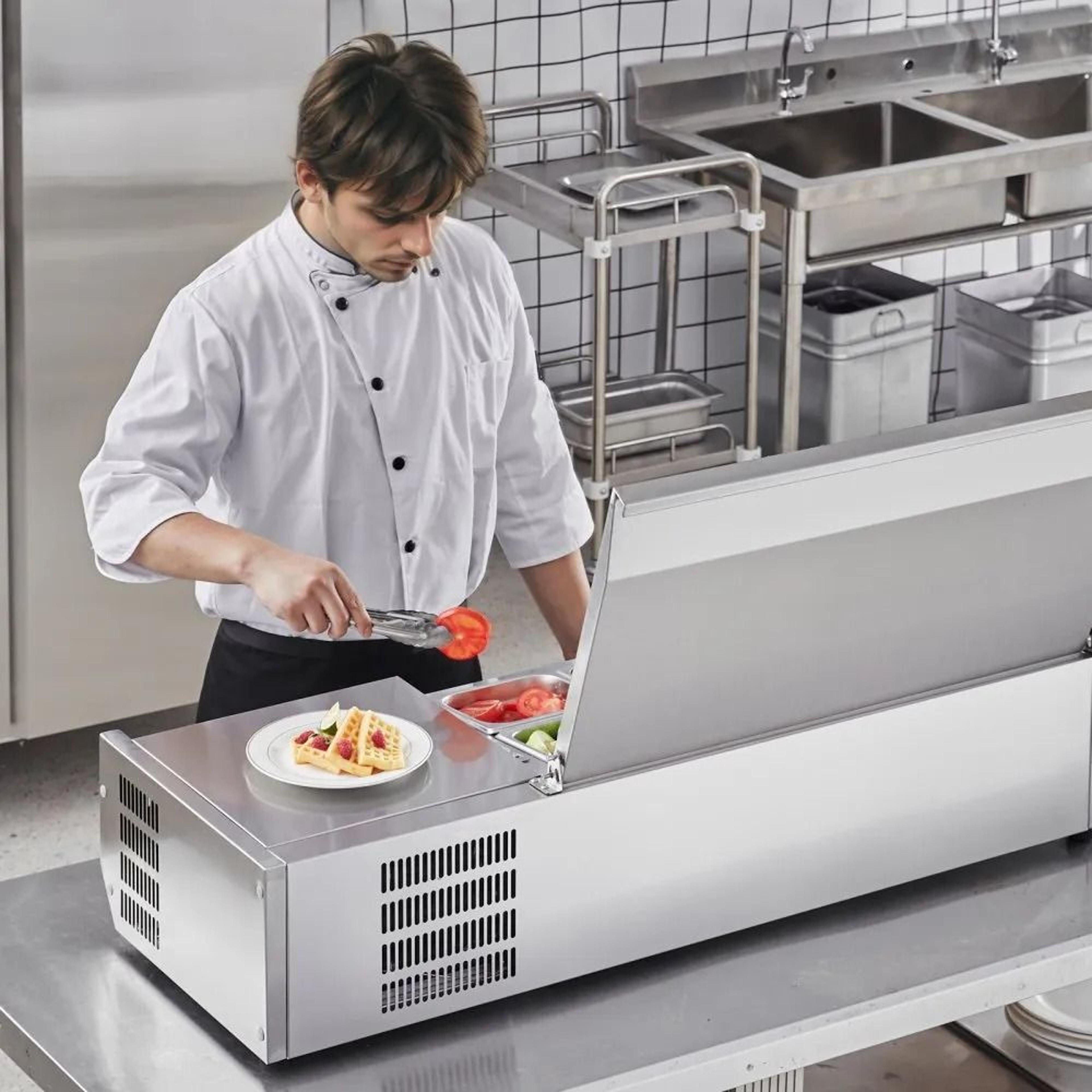 Refrigerated Condiment Prep Station Commercial Countertop Sandwich Prep Table 6
