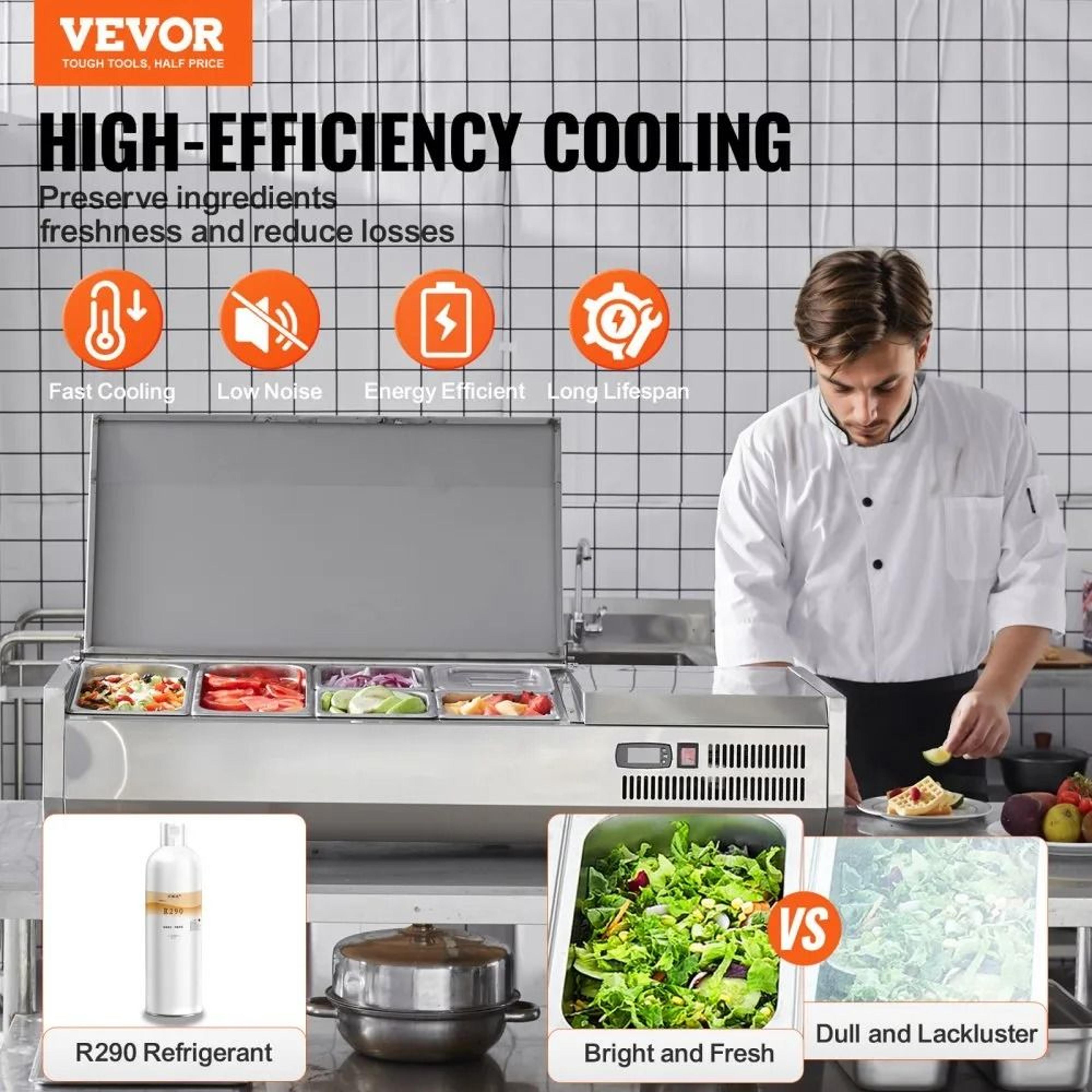 Refrigerated Condiment Prep Station Commercial Countertop Sandwich Prep Table 5