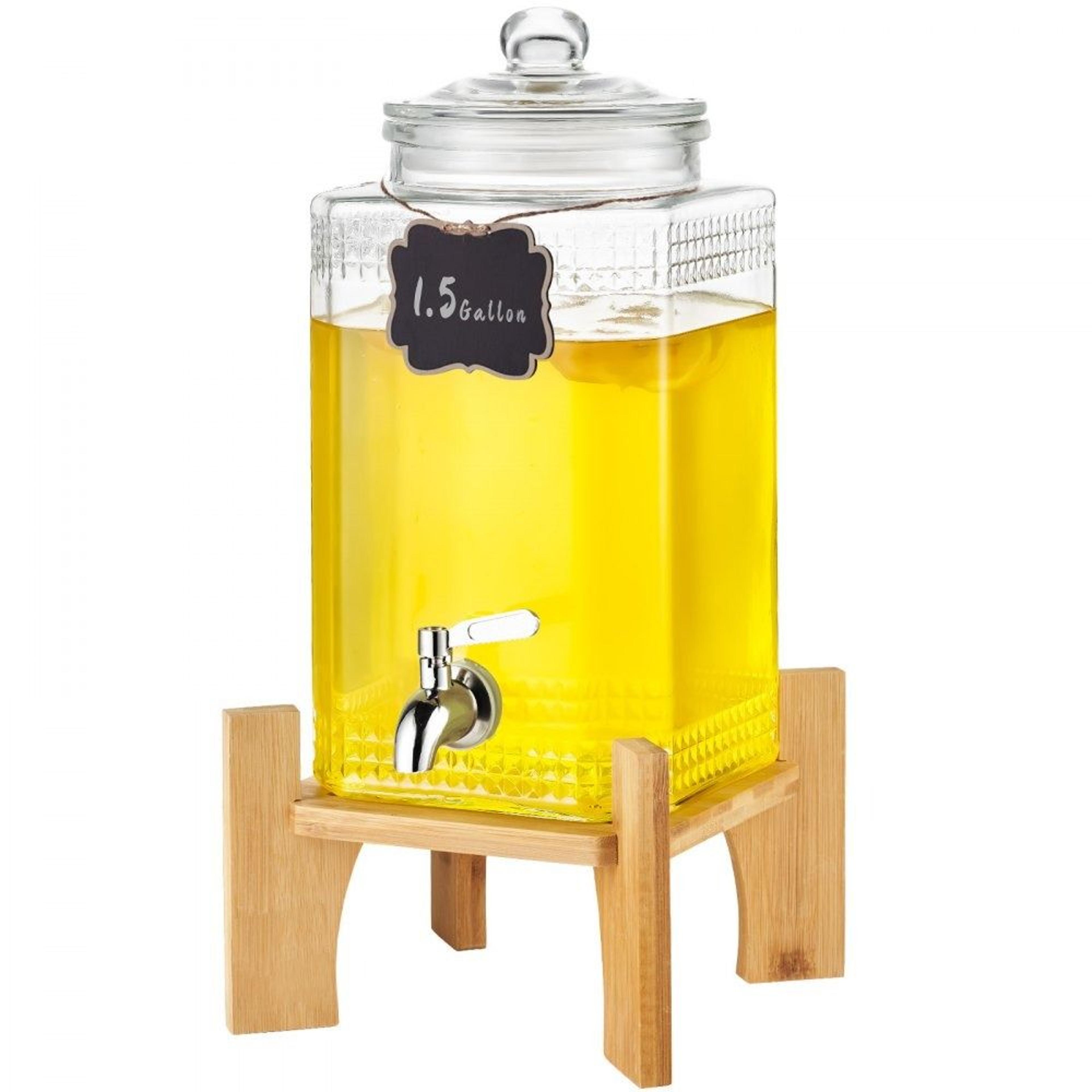 1.5 gallon glass beverage dispenser with stand stainless steel spigot for parties and events