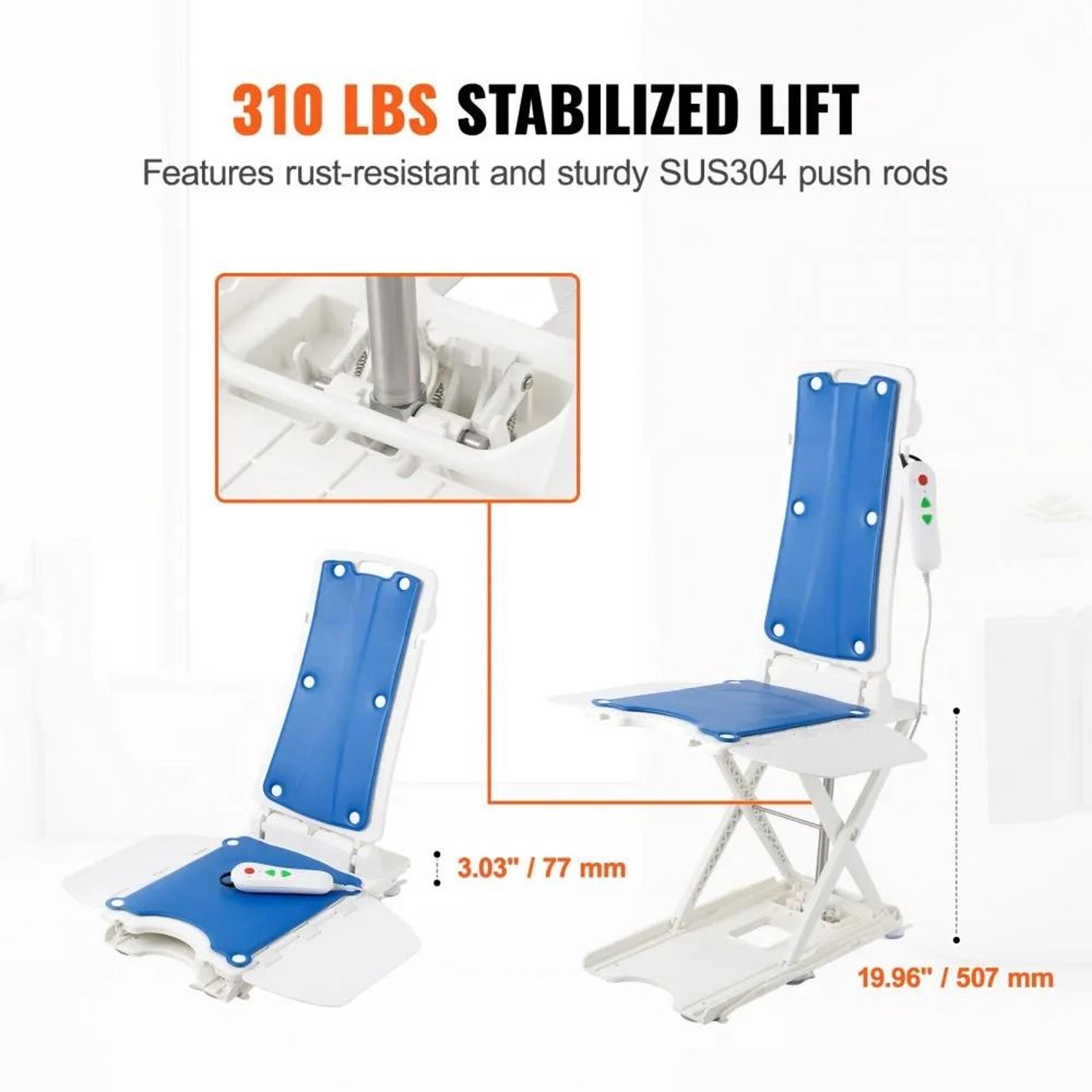 Electric Bath Lift Chair For Seniors Waterproof Mobility Lift With Reclining Backrest 4
