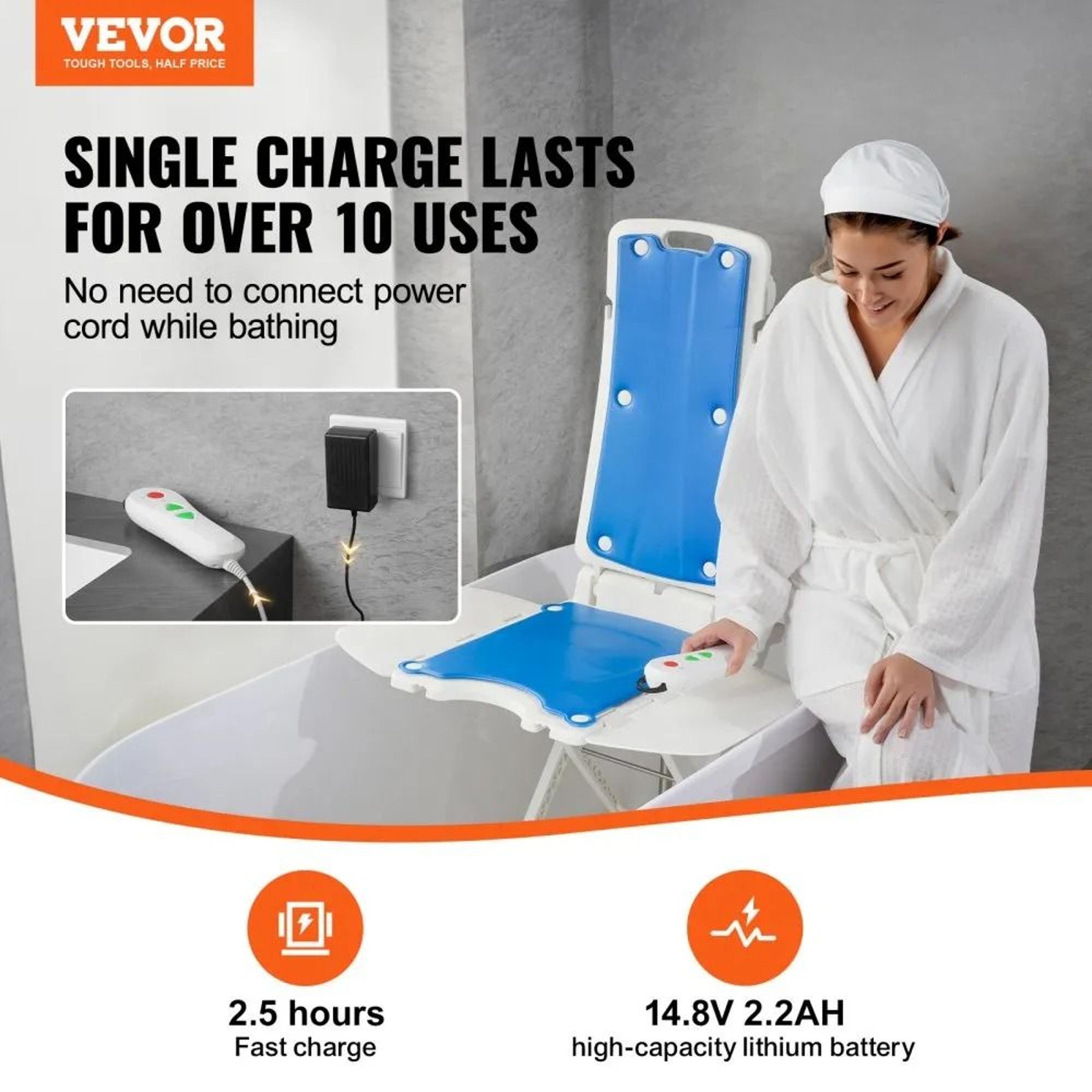 Electric Bath Lift Chair For Seniors Waterproof Mobility Lift With Reclining Backrest 1