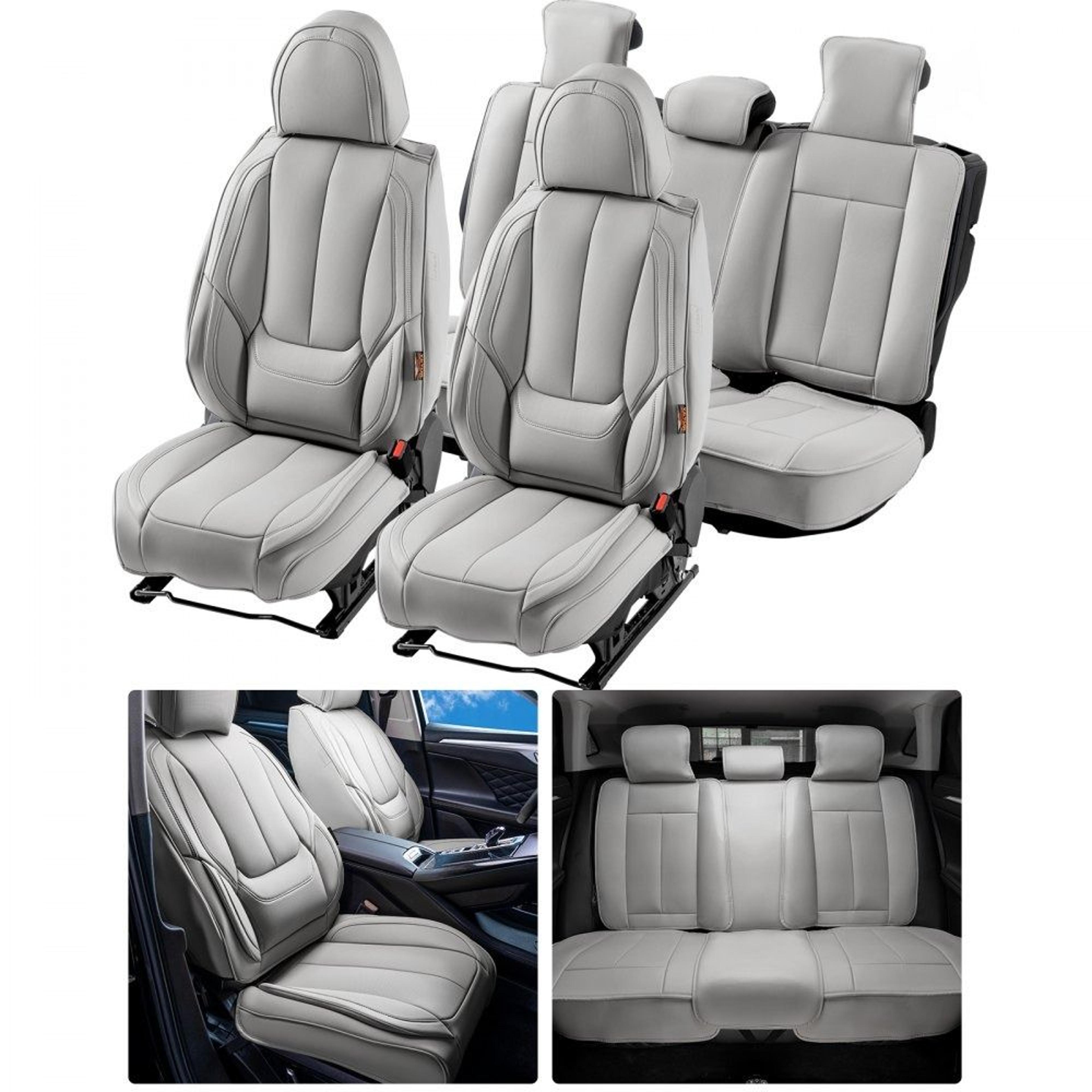 universal faux leather car seat covers full set with airbag compatible enclosed design