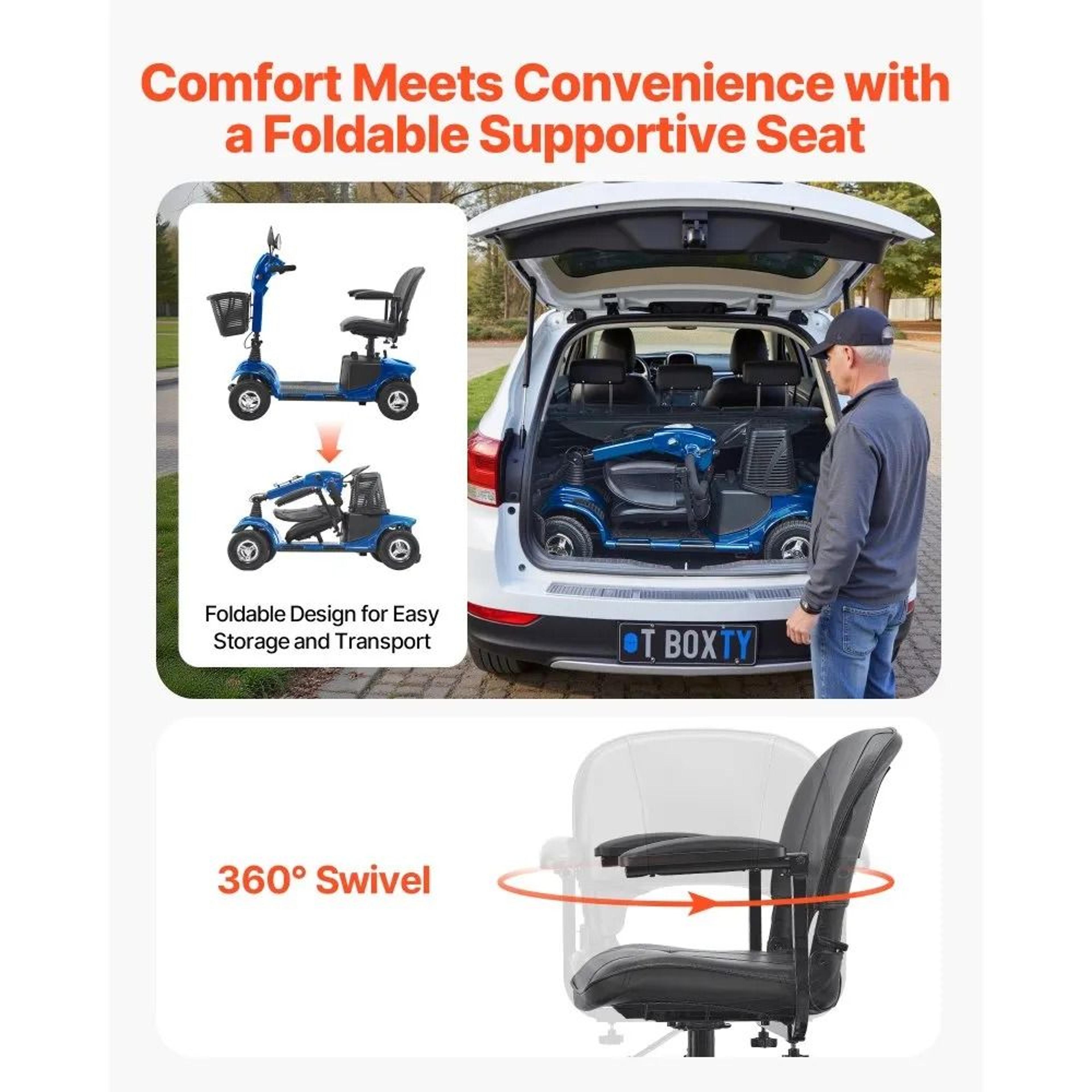 4 Wheel Mobility Scooter For Seniors Foldable Electric Travel Scooter 5