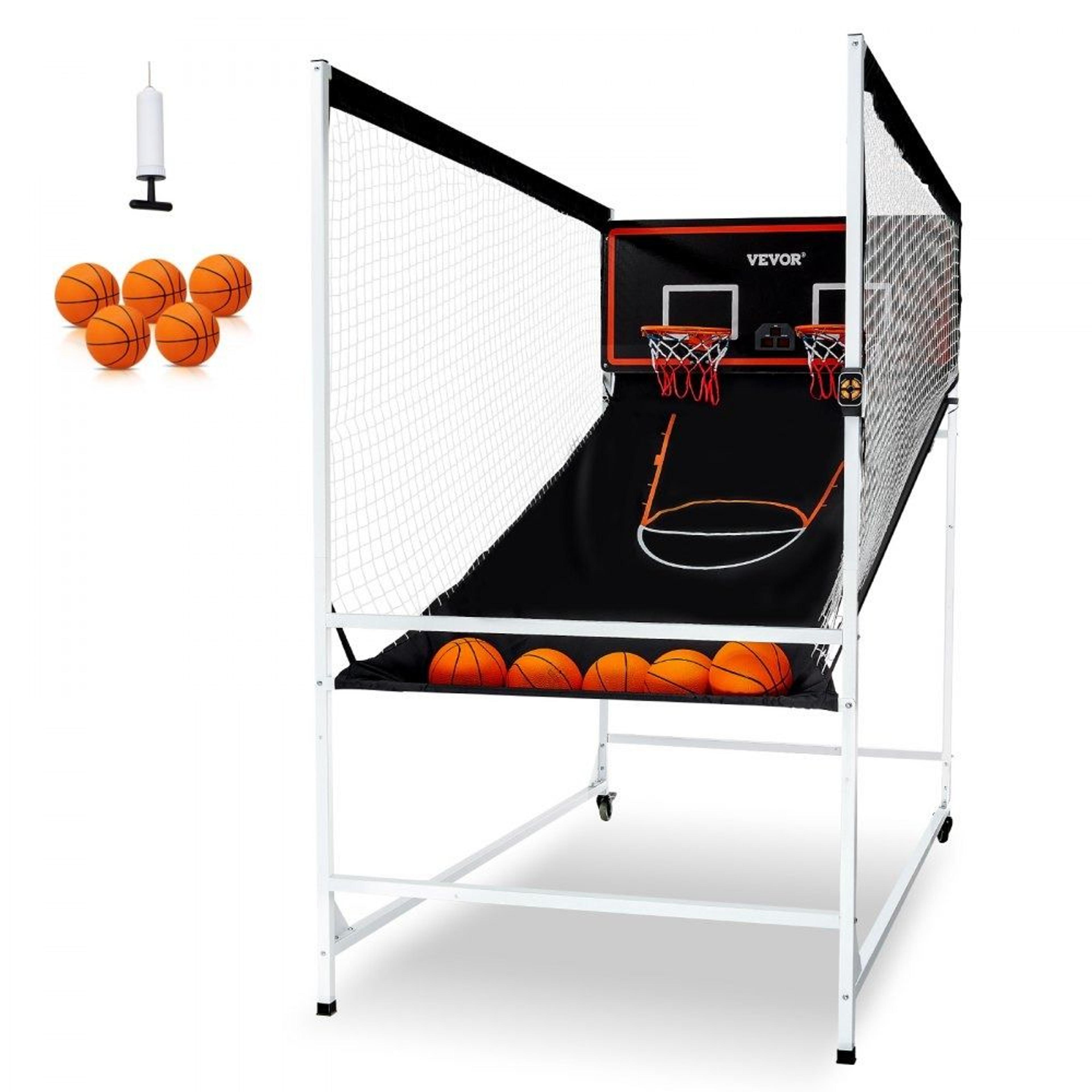 2 player arcade basketball game with dual hoops electronic scoring and 8 game modes
