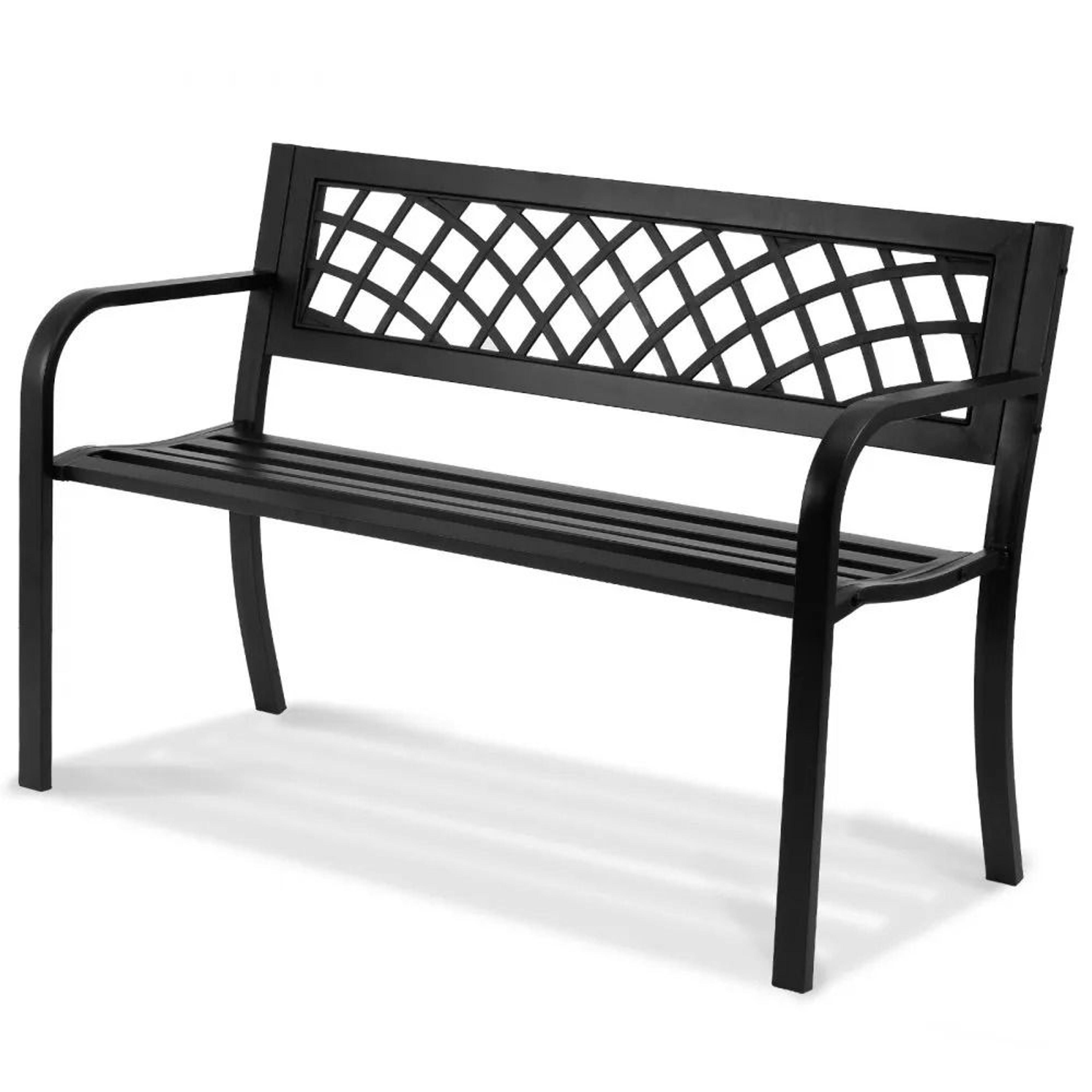 46 inch outdoor metal garden bench with backrest armrests and 480 lb capacity