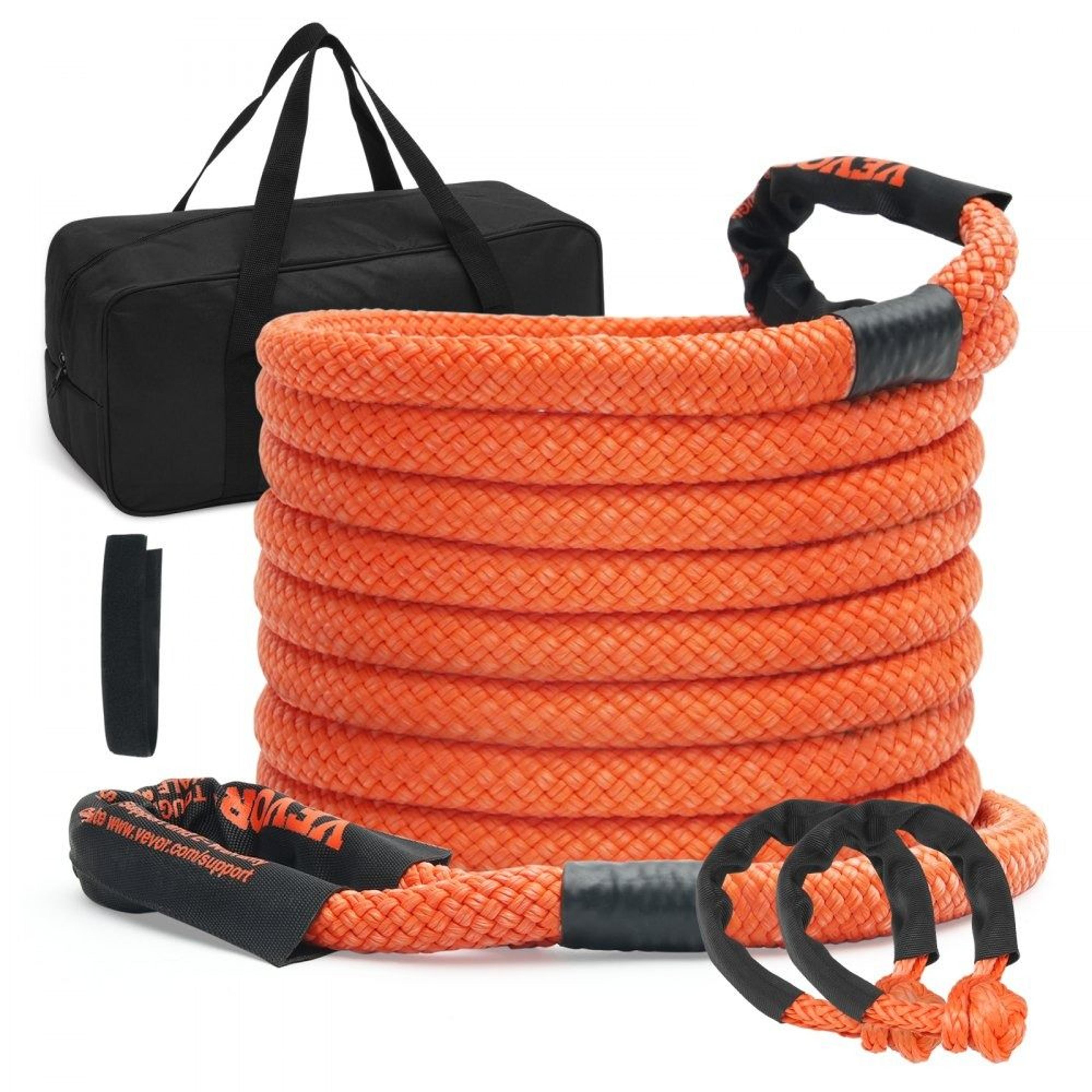 heavy duty kinetic recovery rope off road tow rope with soft shackles