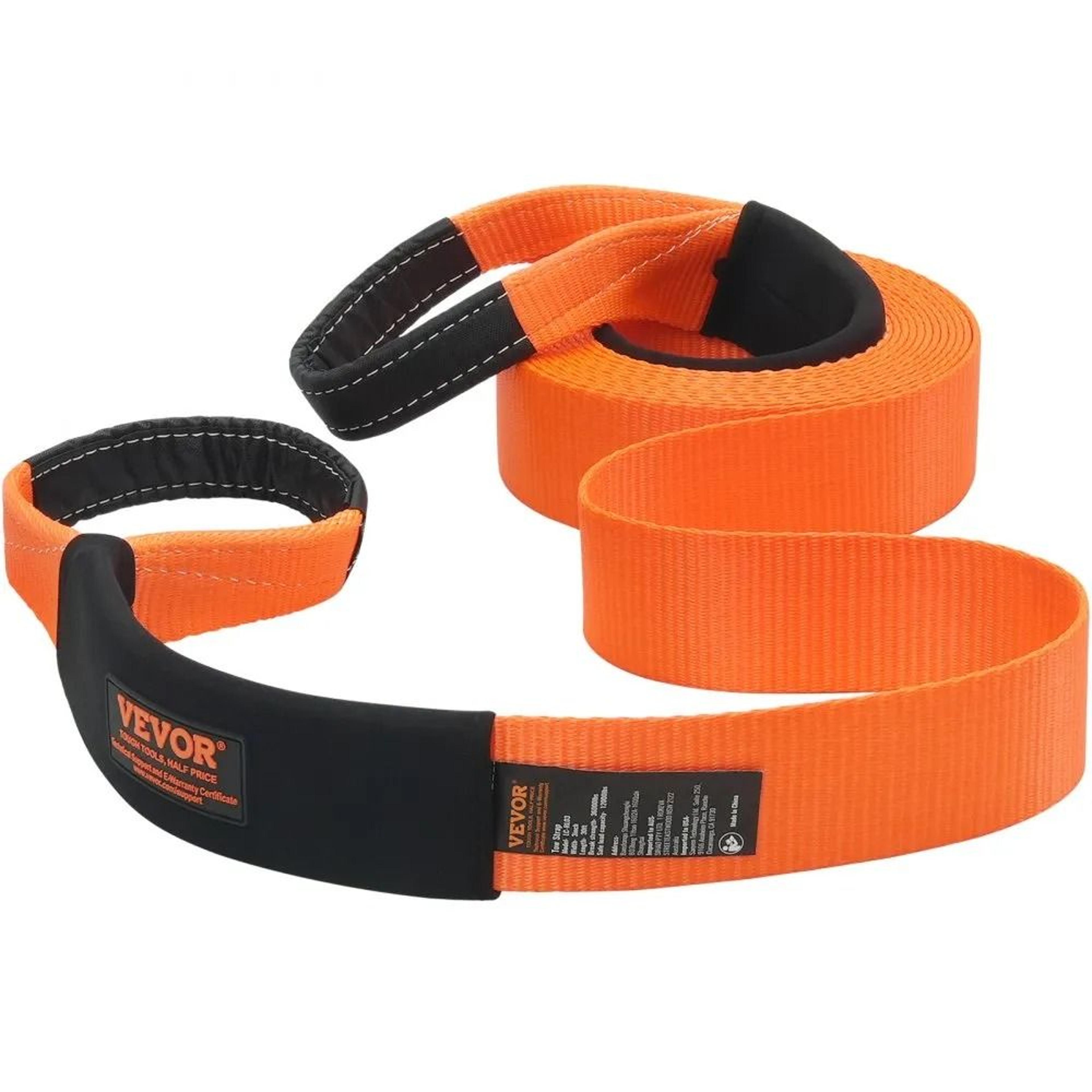 Heavy Duty Tow Strap Recovery Kit 30 Ft With D Ring Shackles And Hitch Receiver 7