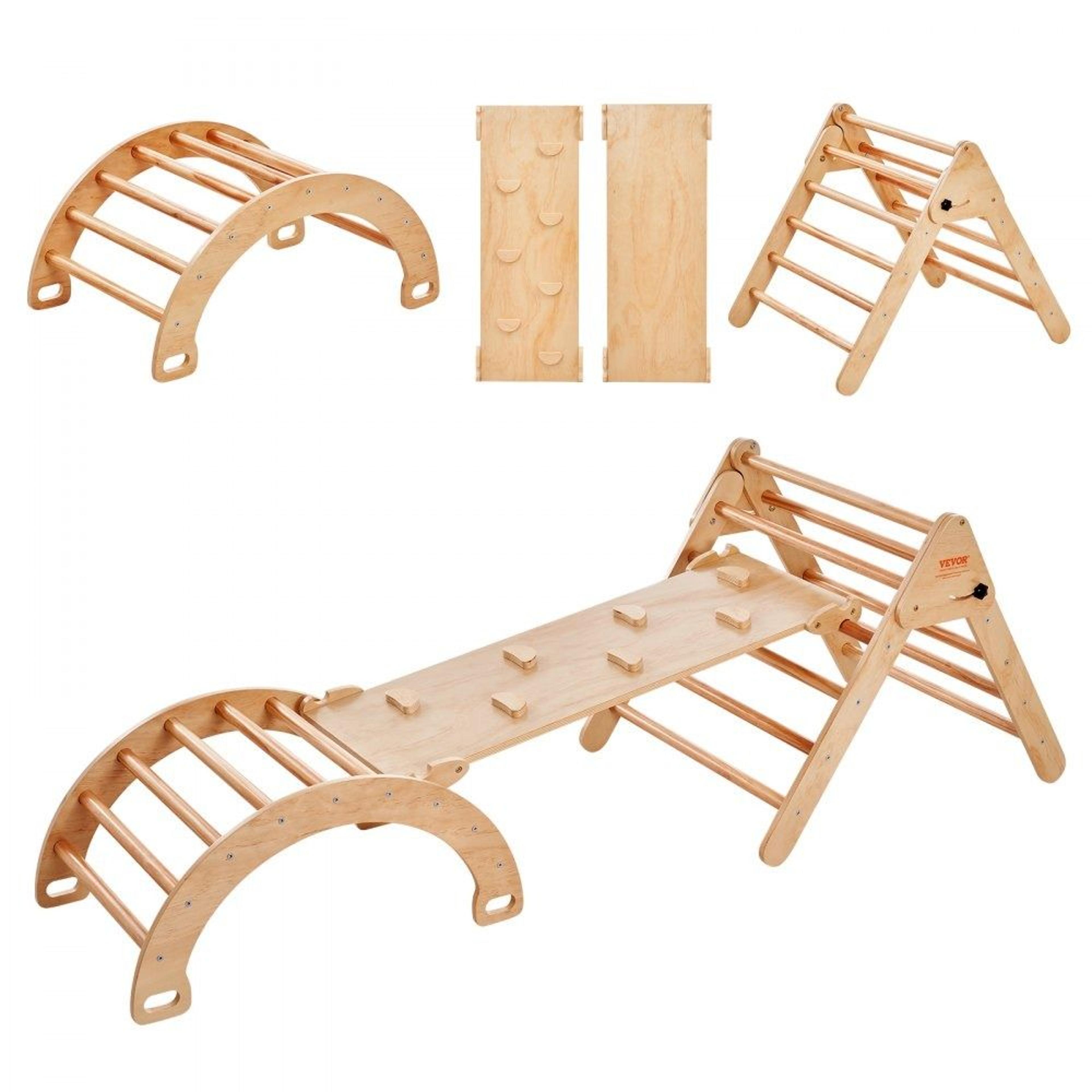 5 in 1 pikler triangle set montessori climbing gym for toddlers with ramp and arch