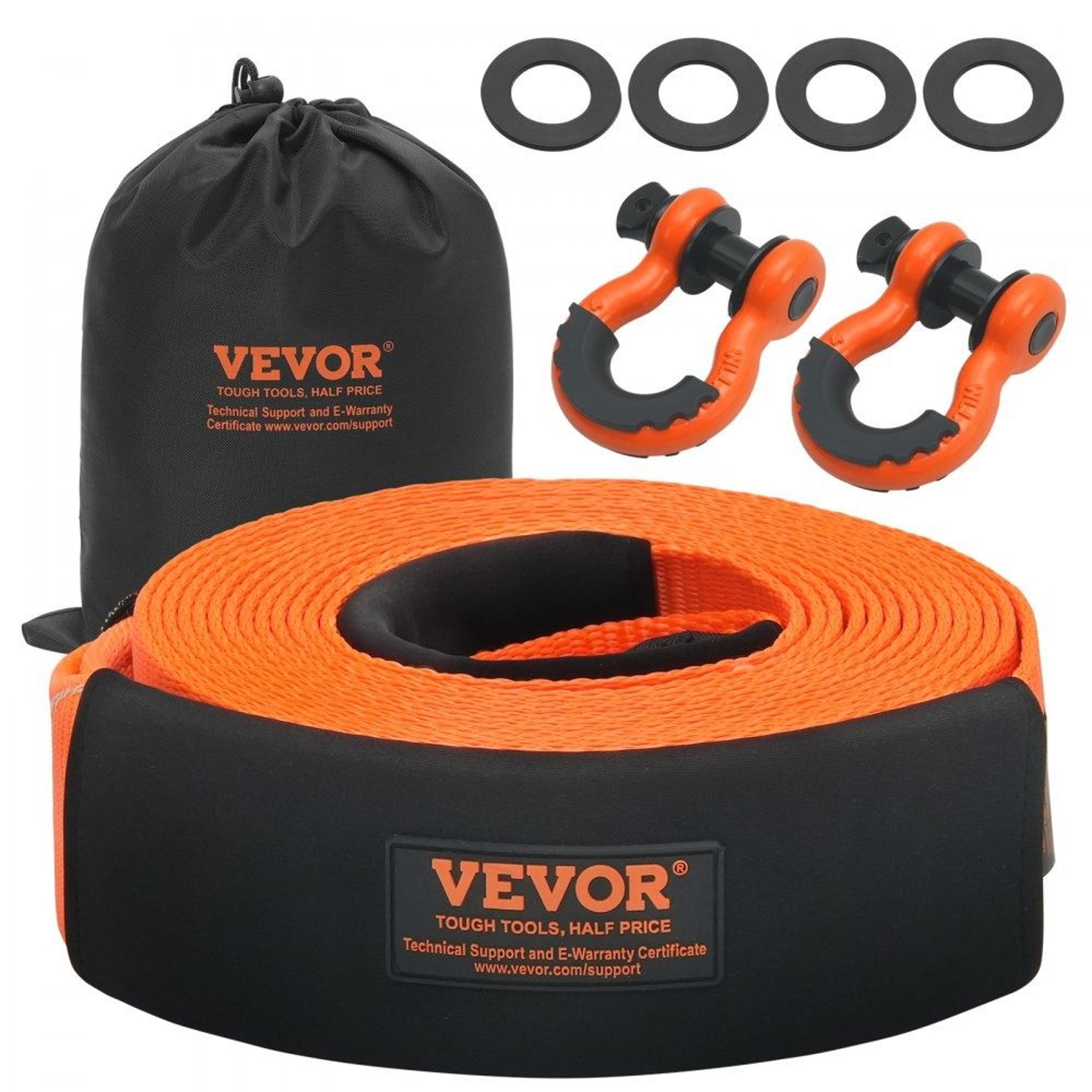heavy duty tow strap recovery kit 36000 lb with d ring shackles for truck suv atv