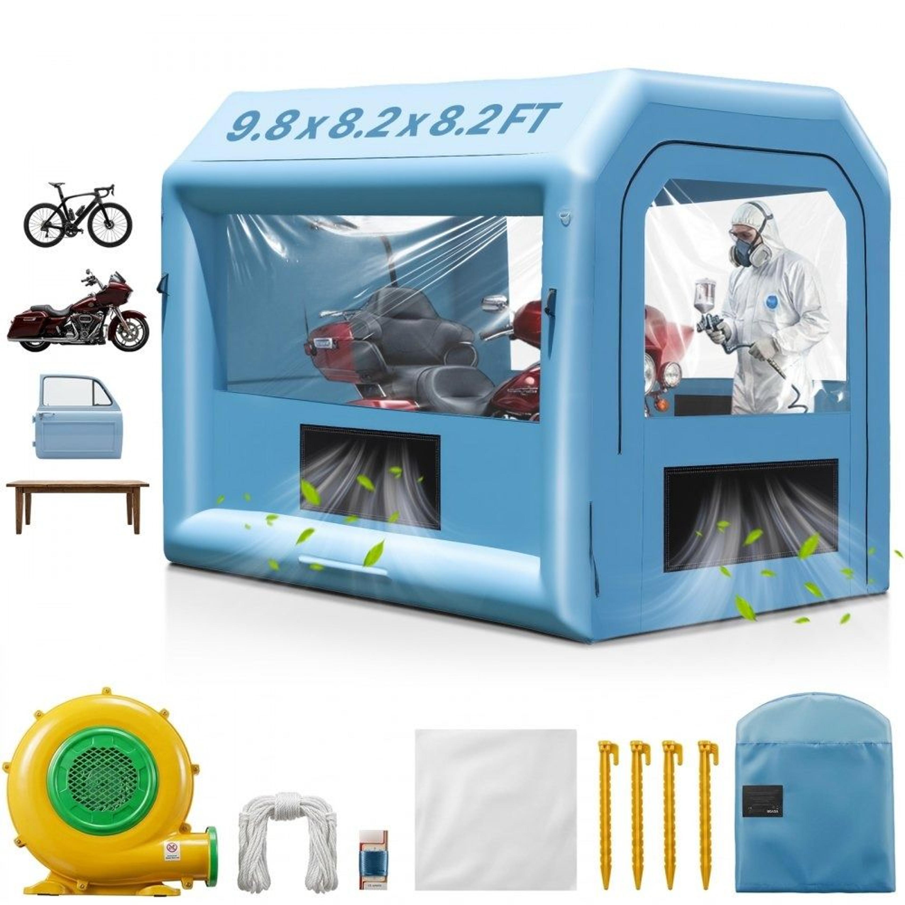portable inflatable paint booth with air filter for motorcycle bicycle and furniture painting