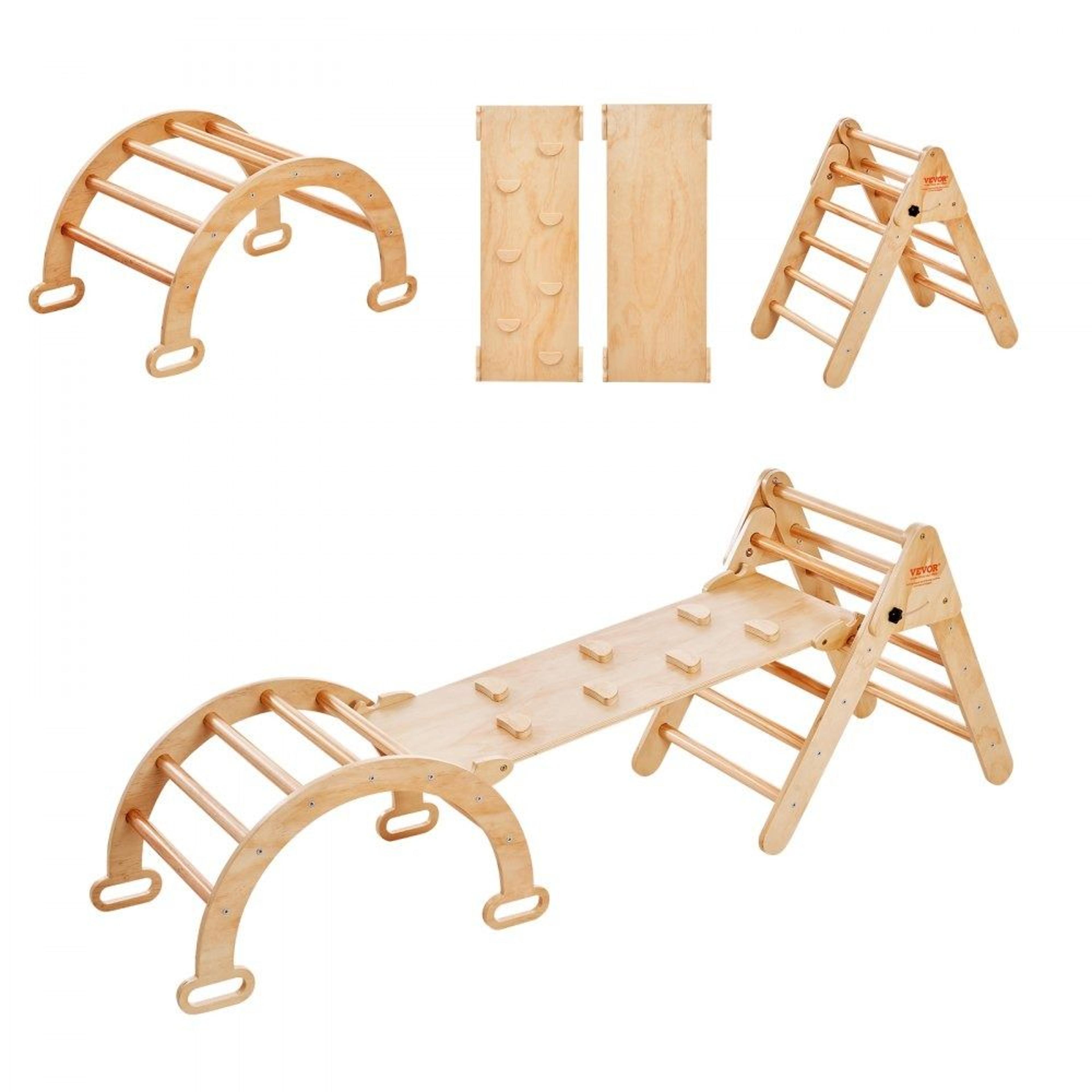 5 in 1 pikler triangle set montessori climbing set wooden indoor climbing gym for toddlers