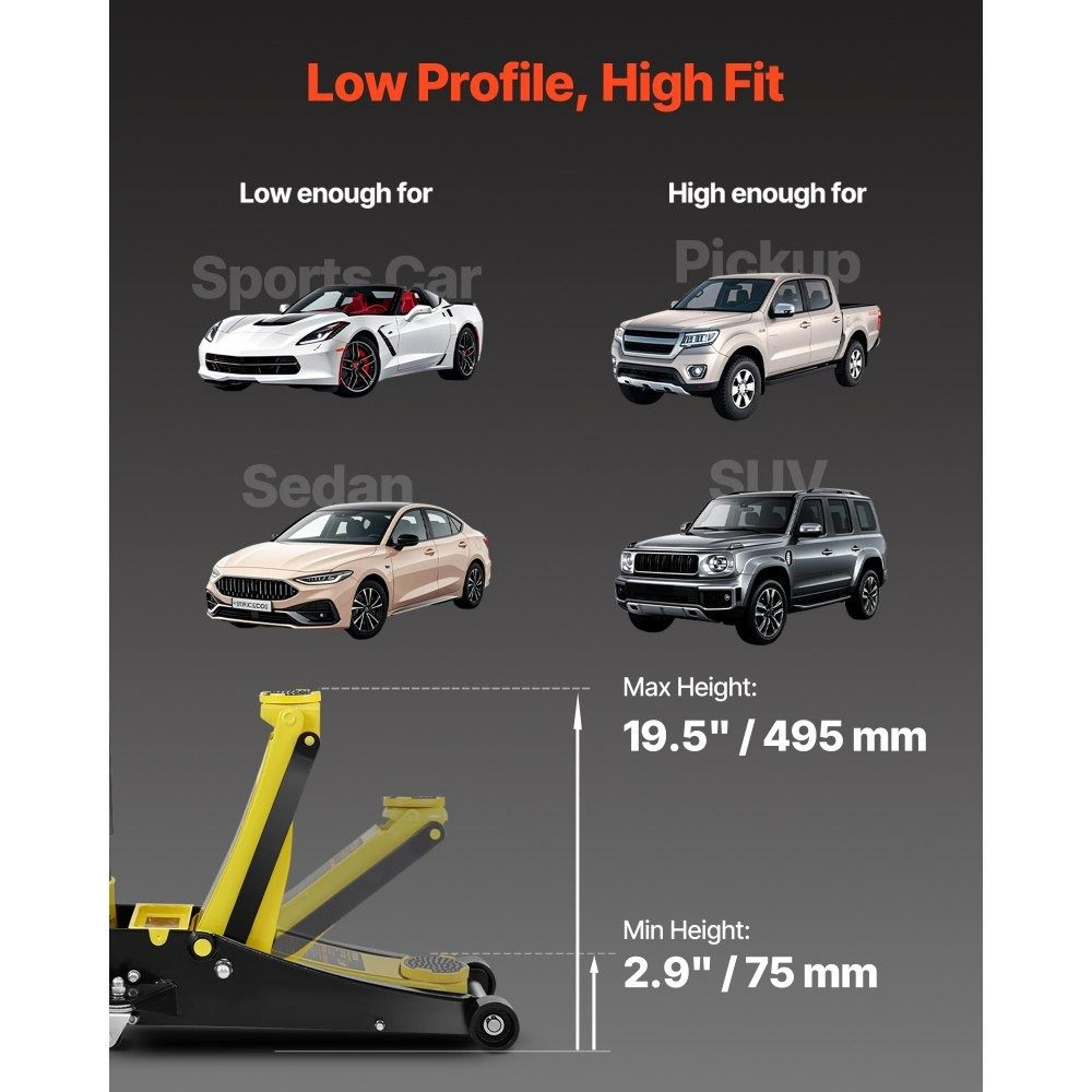3 Ton Floor Jack Low Profile Floor Jack Heavy Duty Dual Pump Quick Lift Hydraulic Jack 5