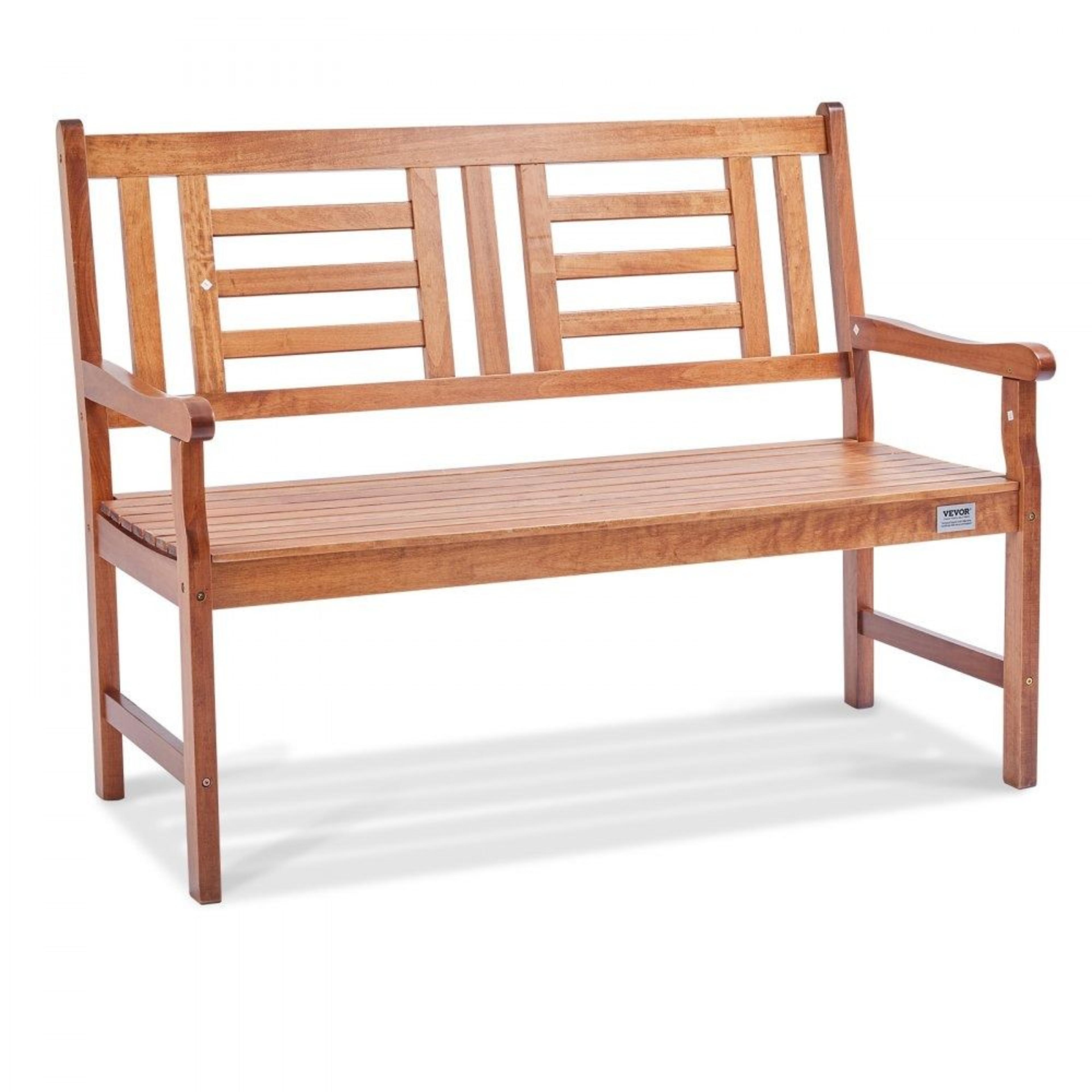 48 inch outdoor bench solid wood garden patio bench with backrest and armrests