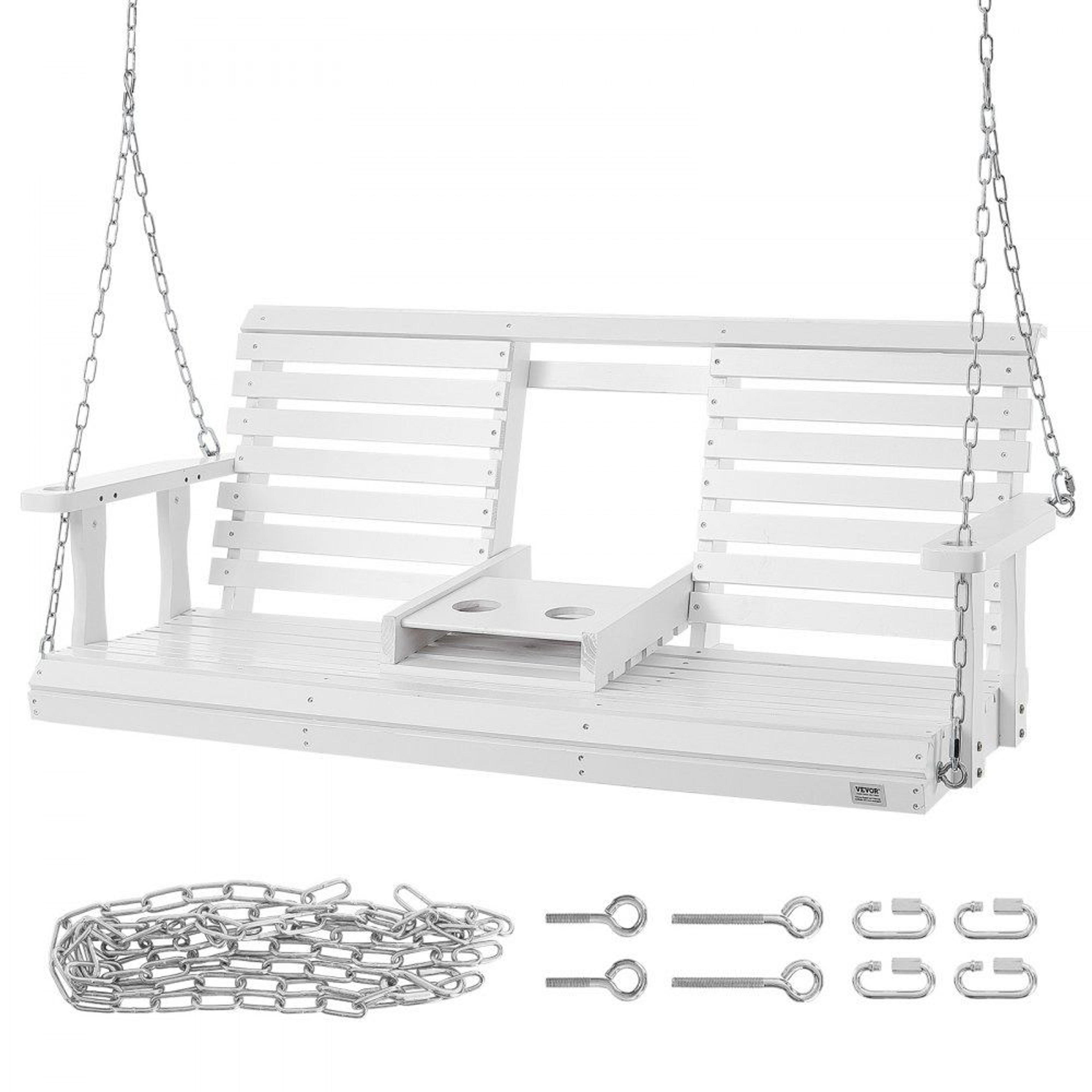 5 ft wooden porch swing heavy duty outdoor patio swing bench with cup holder