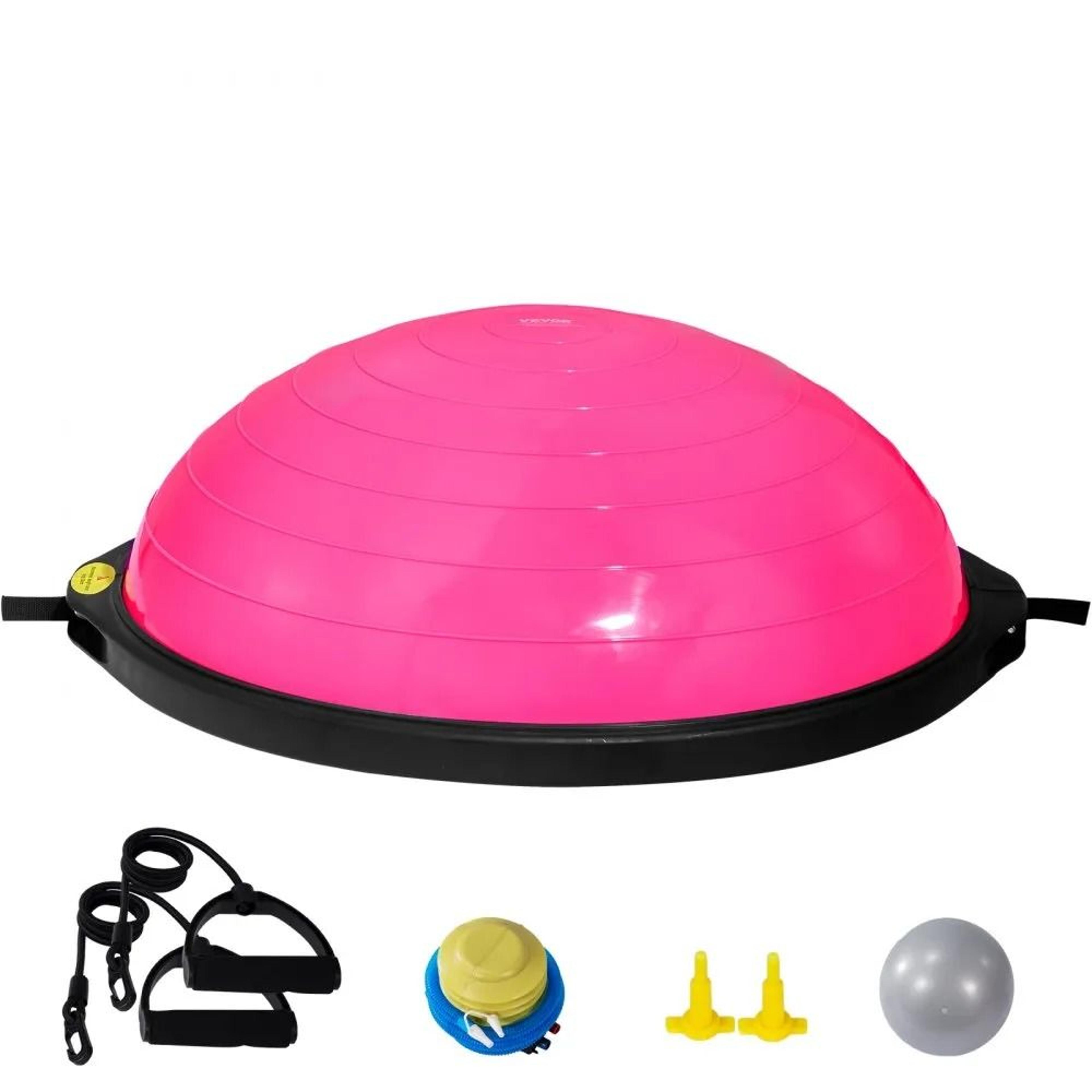 balance ball trainer half exercise ball with resistance bands for core strength and full body fitness