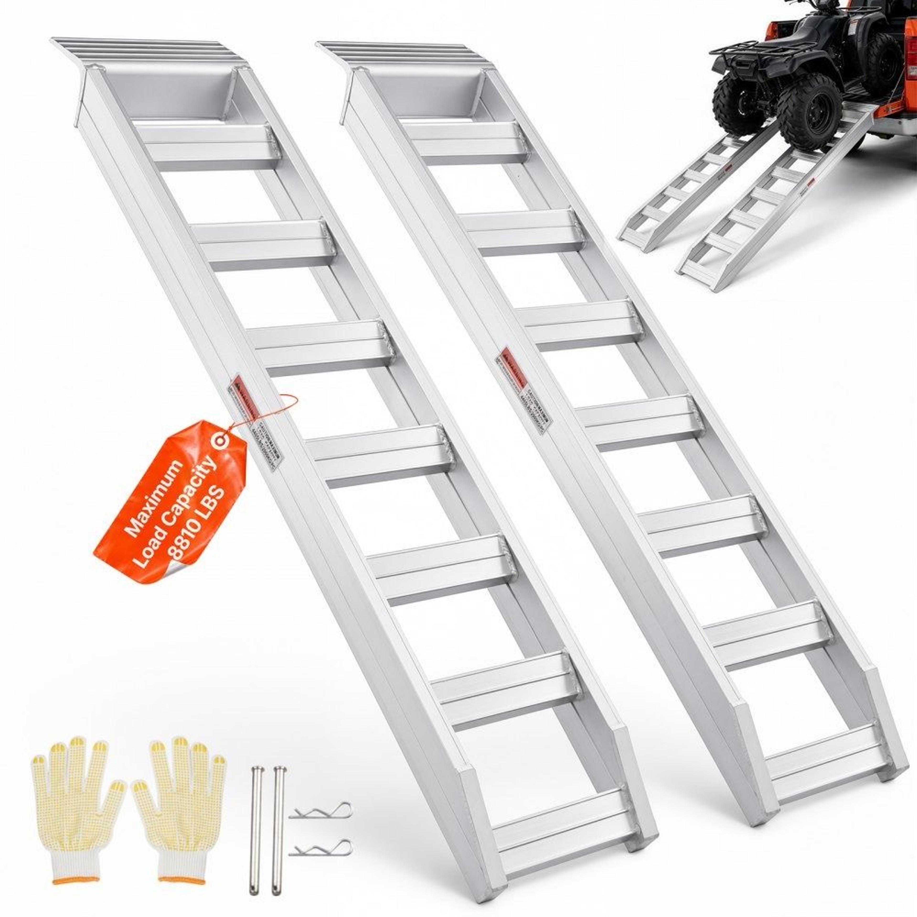 heavy duty aluminum loading ramps for atv utv tractor truck and lawn mower
