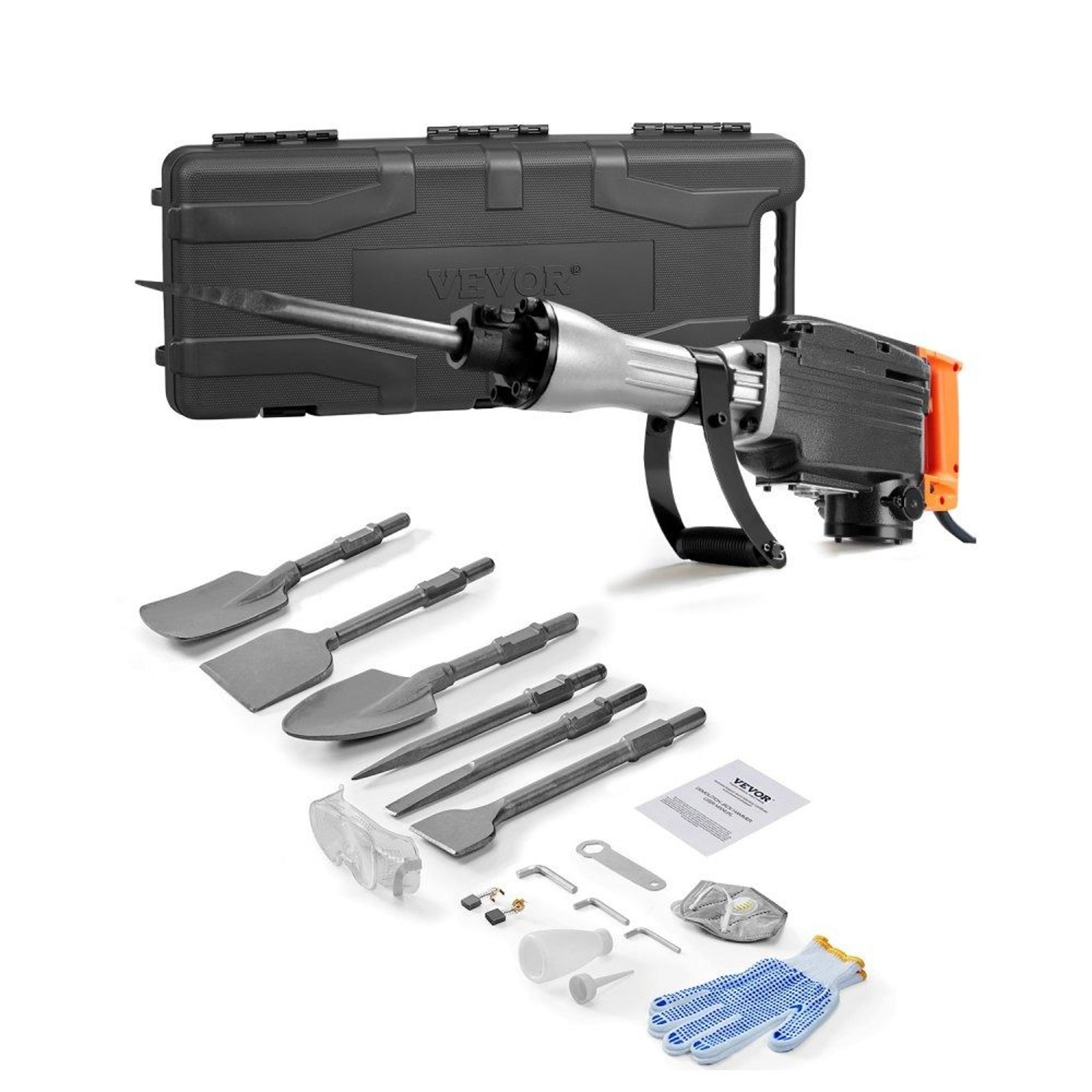 heavy duty electric demolition jack hammer concrete breaker with chisel set