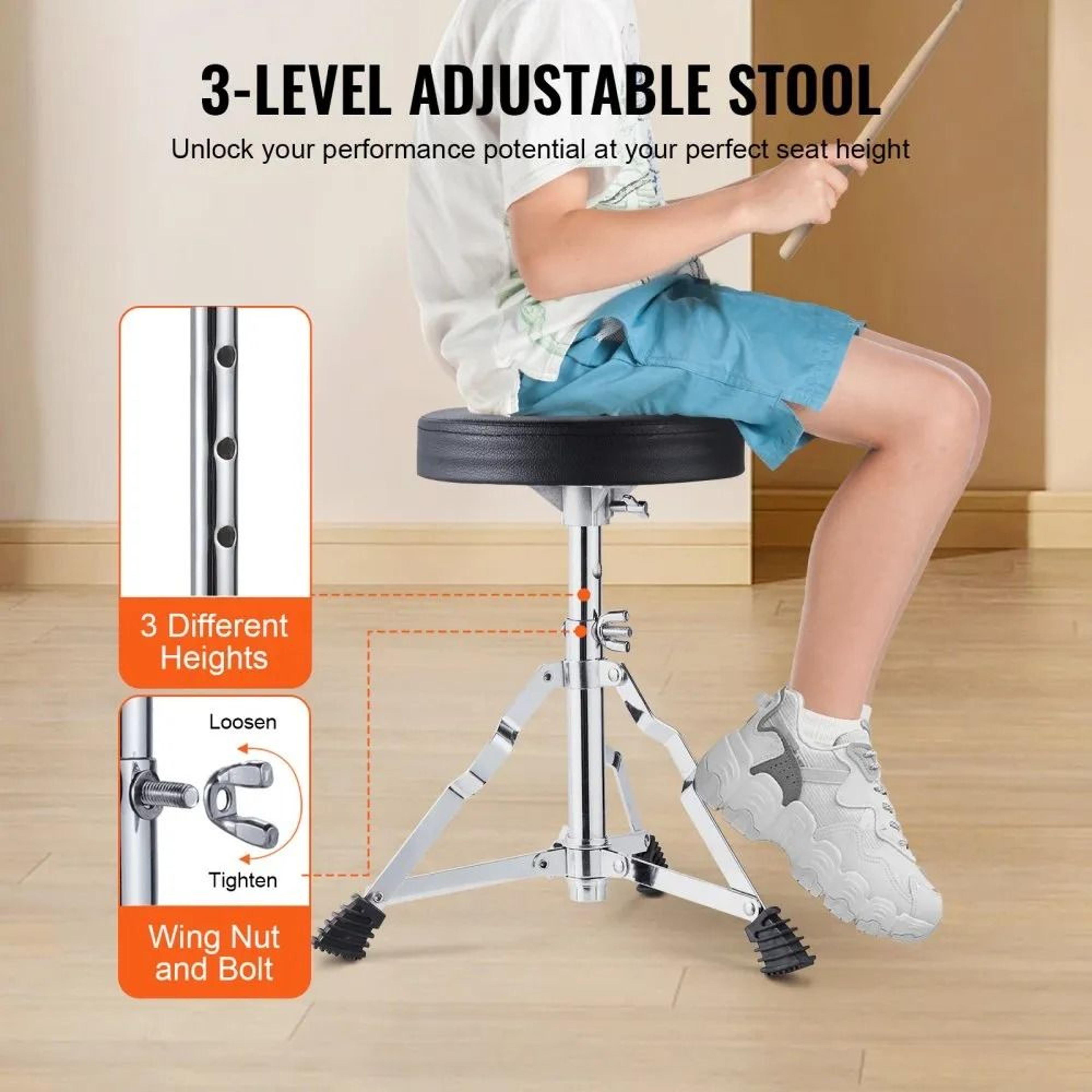Kids Drum Set 3 Piece Beginner Drum Kit With Adjustable Throne Cymbal And Drumsticks 3
