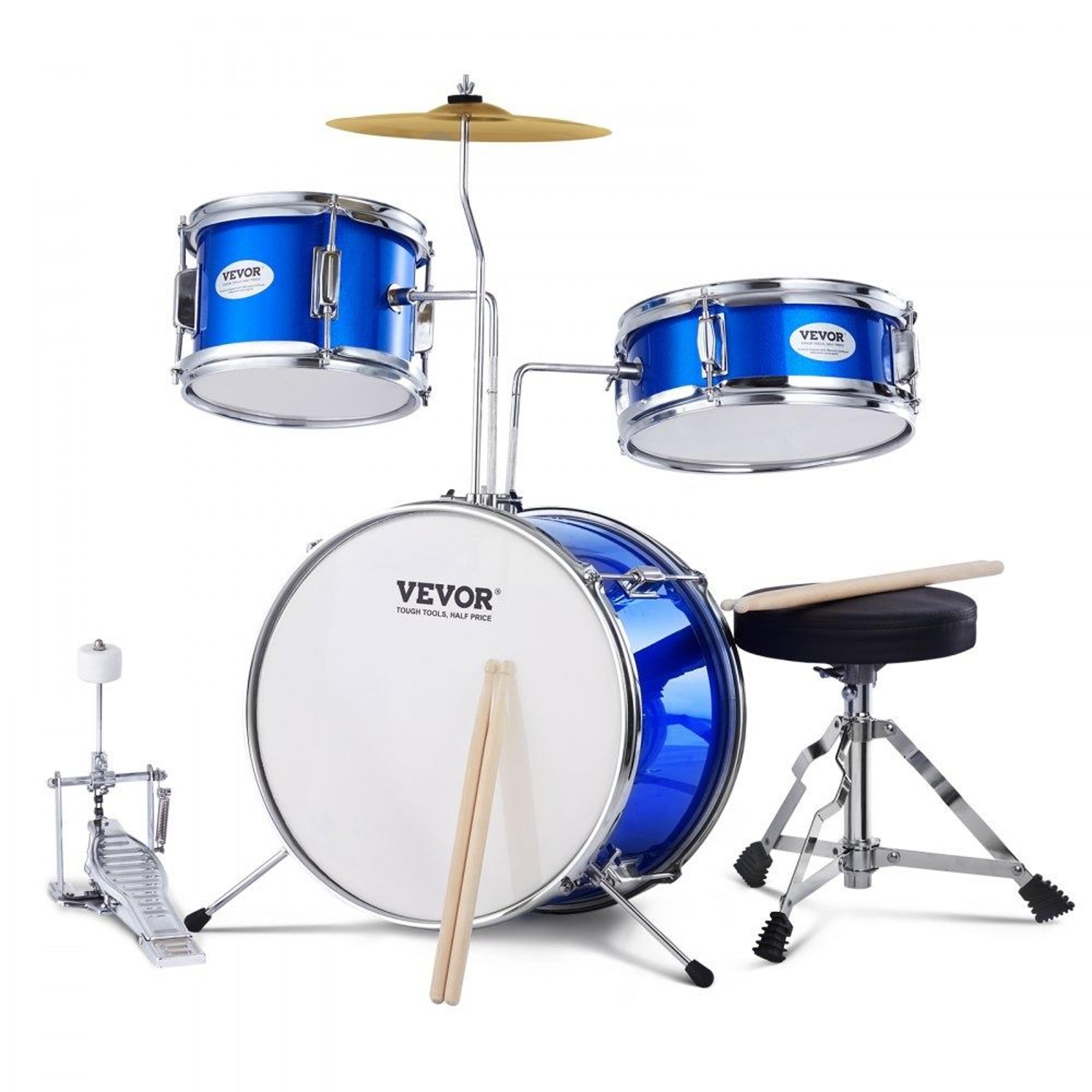 Kids Drum Set 3 Piece Beginner Drum Kit With Adjustable Throne Cymbal And Drumsticks 7