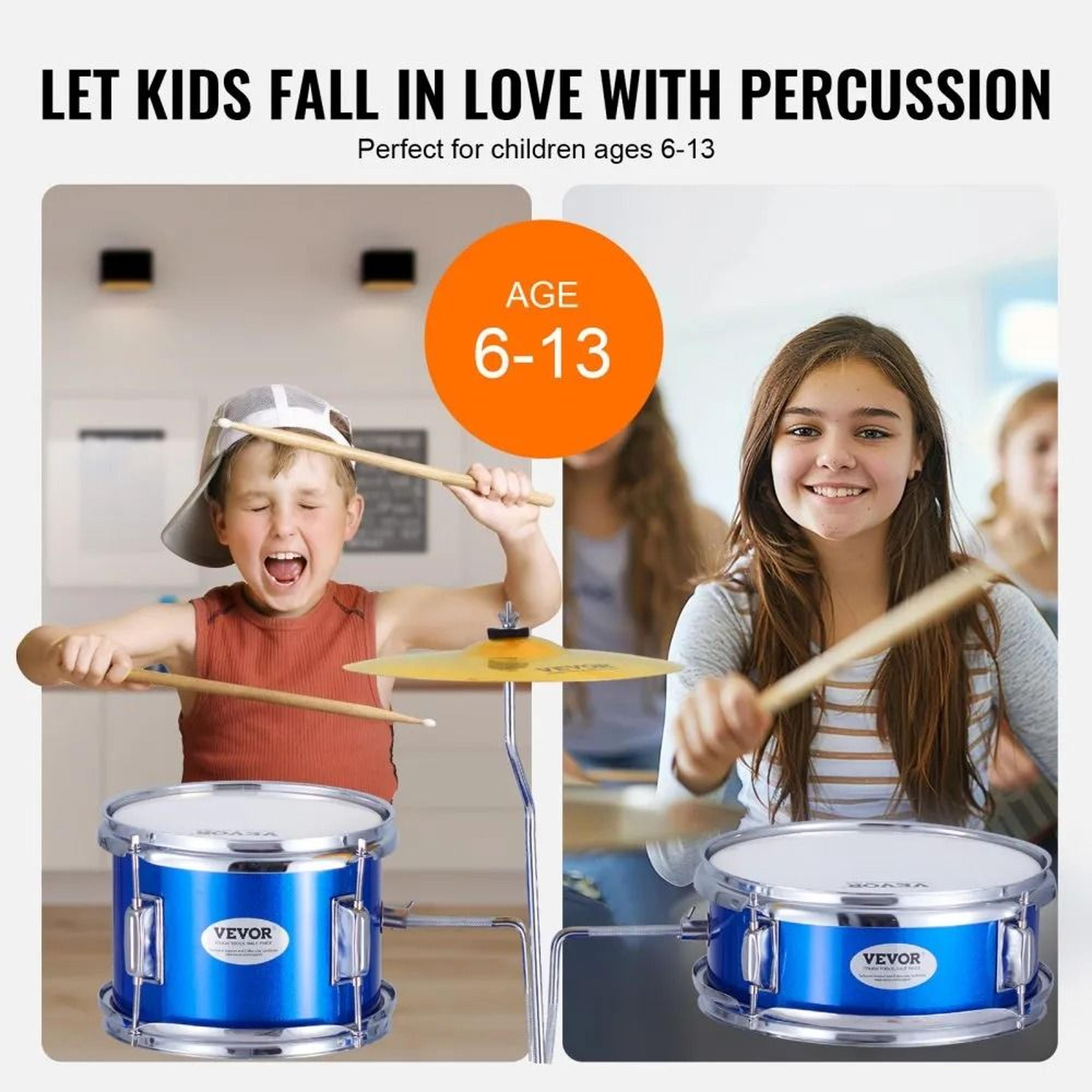 Kids Drum Set 3 Piece Beginner Drum Kit With Adjustable Throne Cymbal And Drumsticks 4