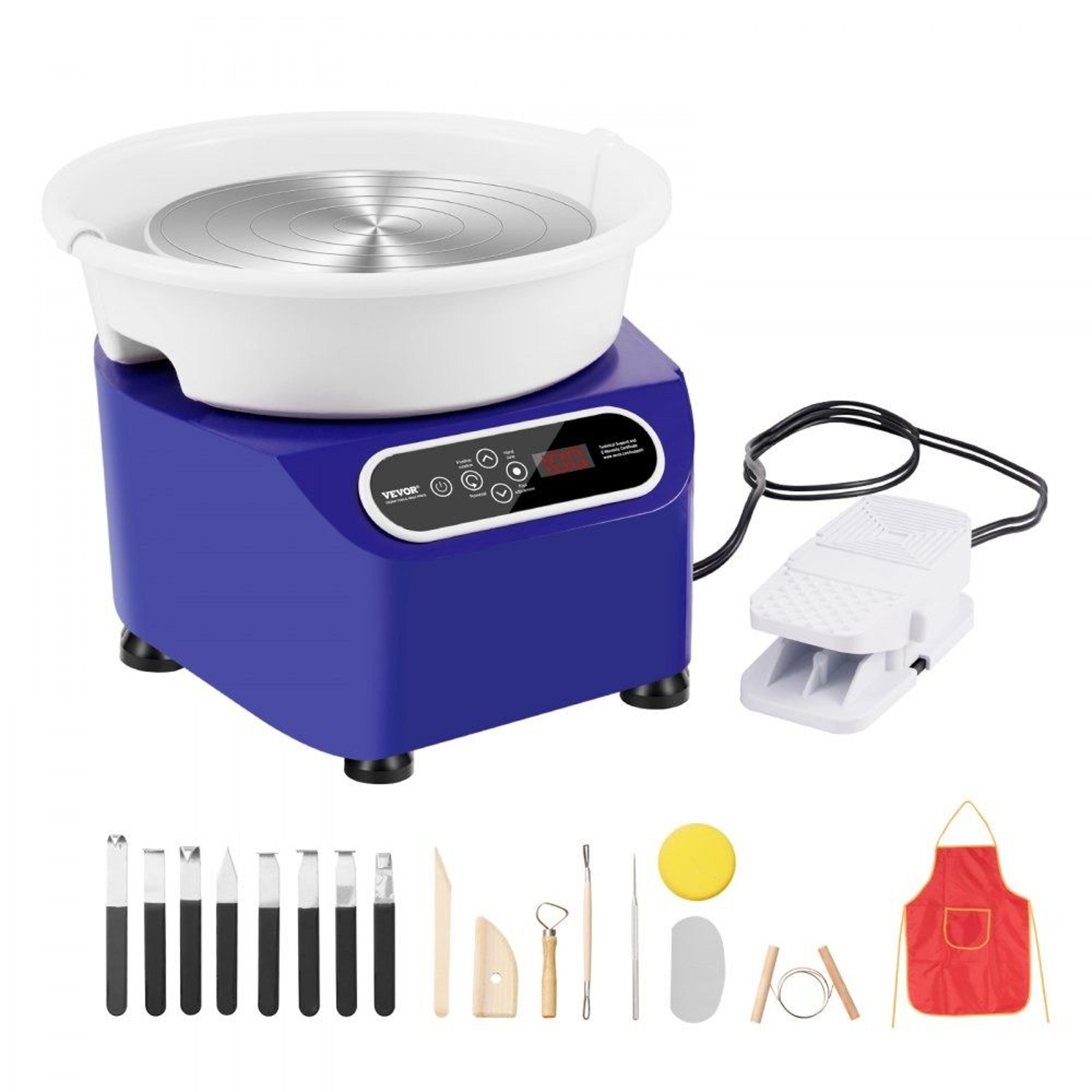 electric pottery wheel machine with lcd touch screen foot pedal and shaping tools
