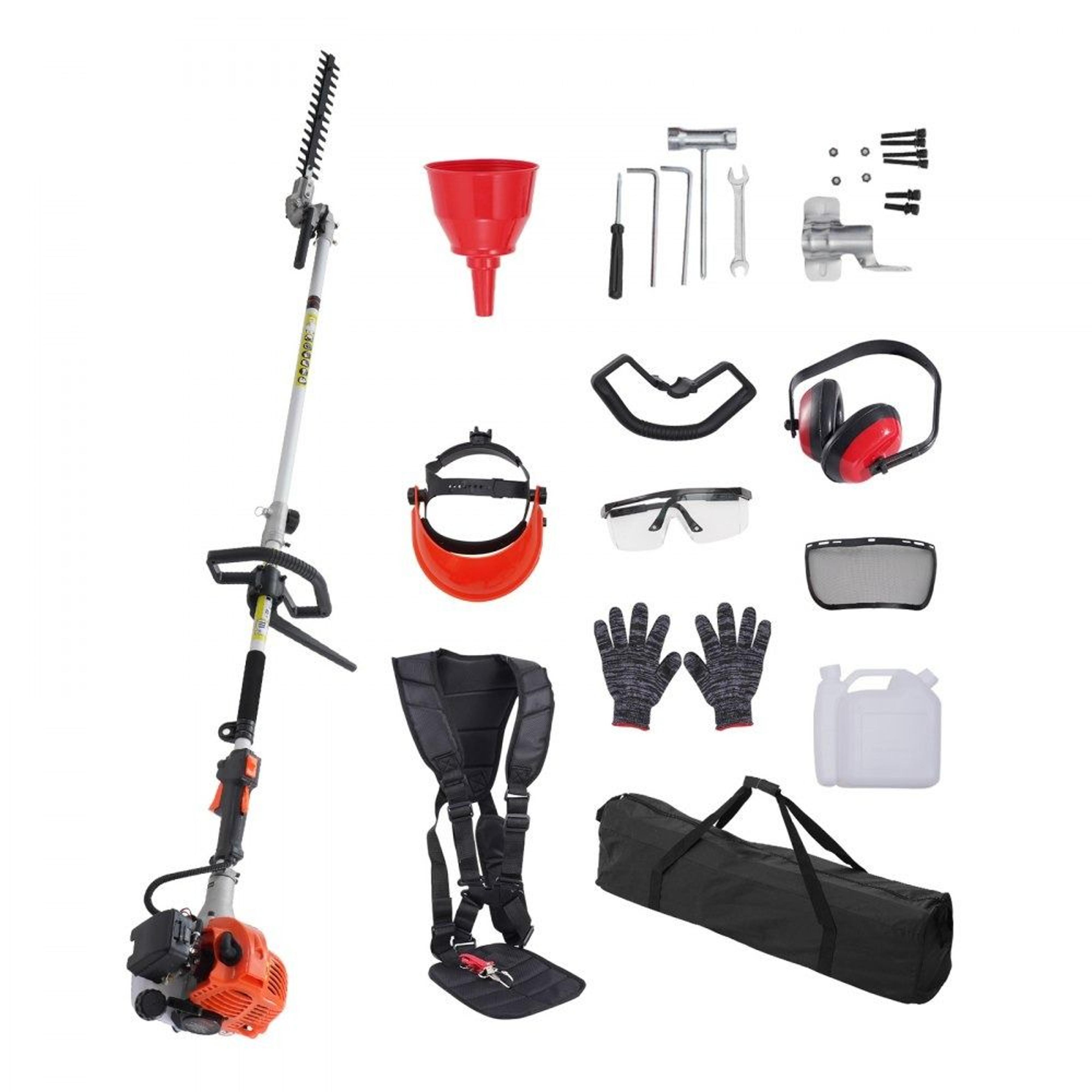 26cc gas pole hedge trimmer with 15.7 inch dual action blade and 270 degree adjustable head