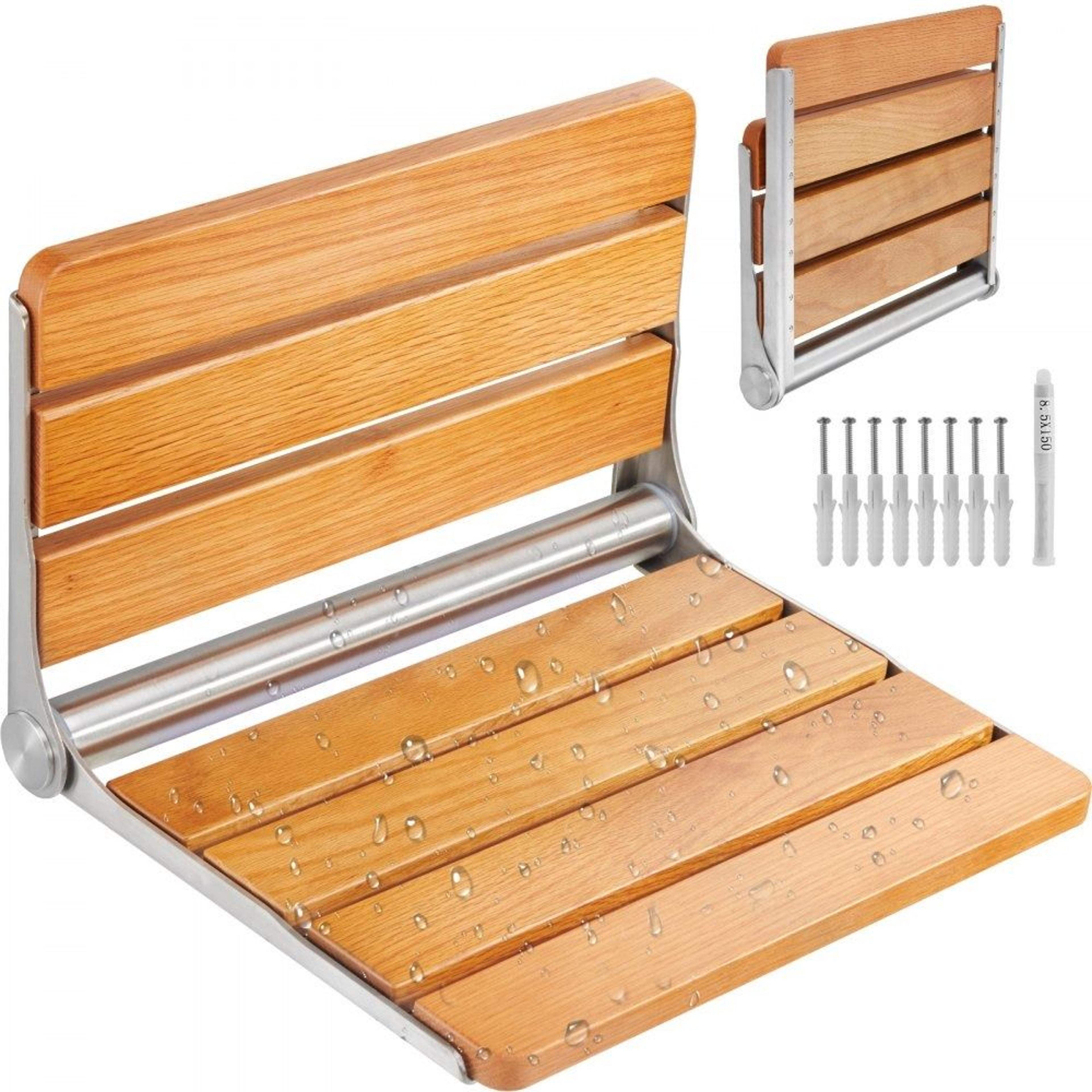wall mounted folding oak shower seat space saving shower bench for seniors