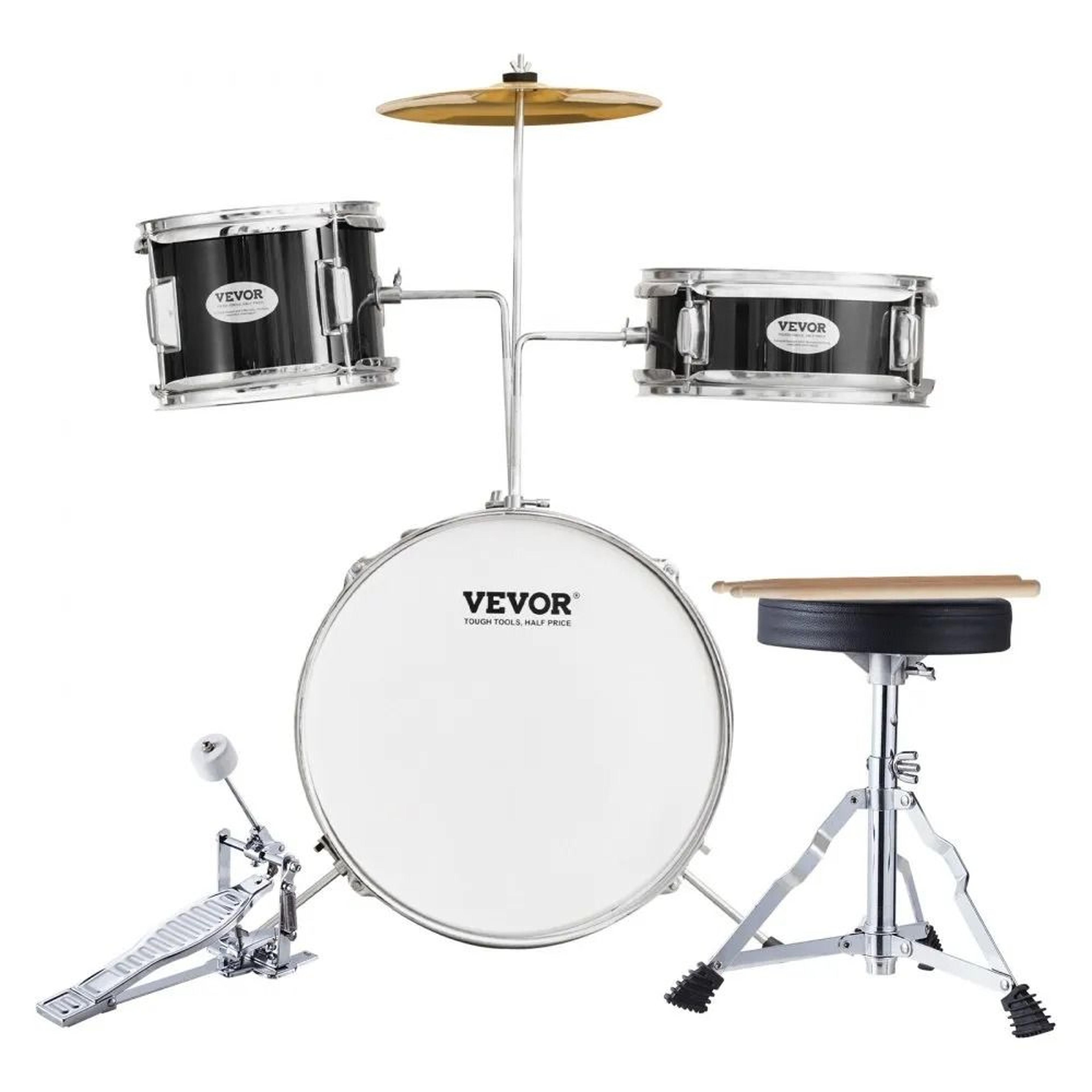 Kids Beginner Drum Set 3 Piece Junior Starter Drum Kit With Adjustable Throne 8