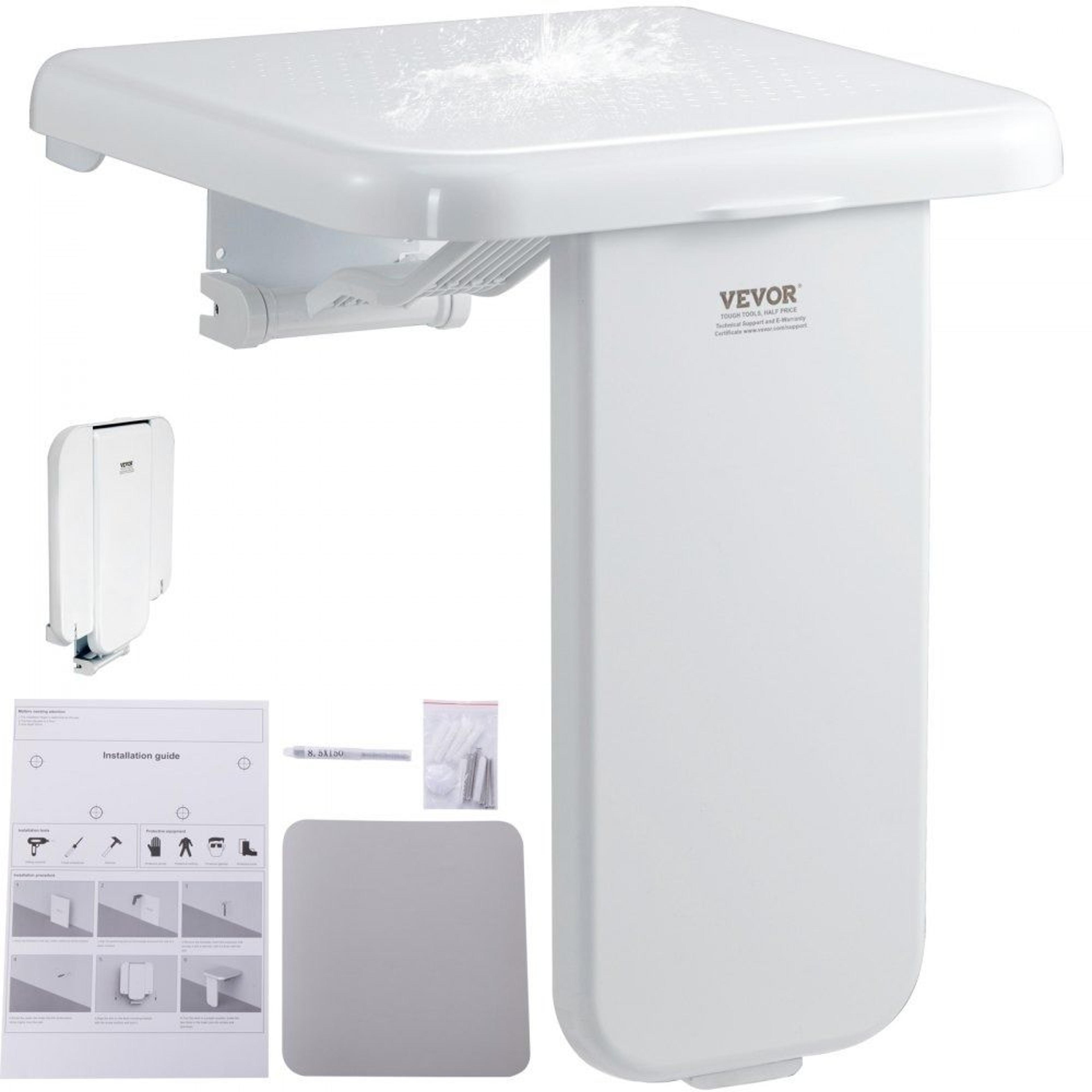 folding shower seat wall mounted shower bench for seniors with non slip seat and 440 lb capacity