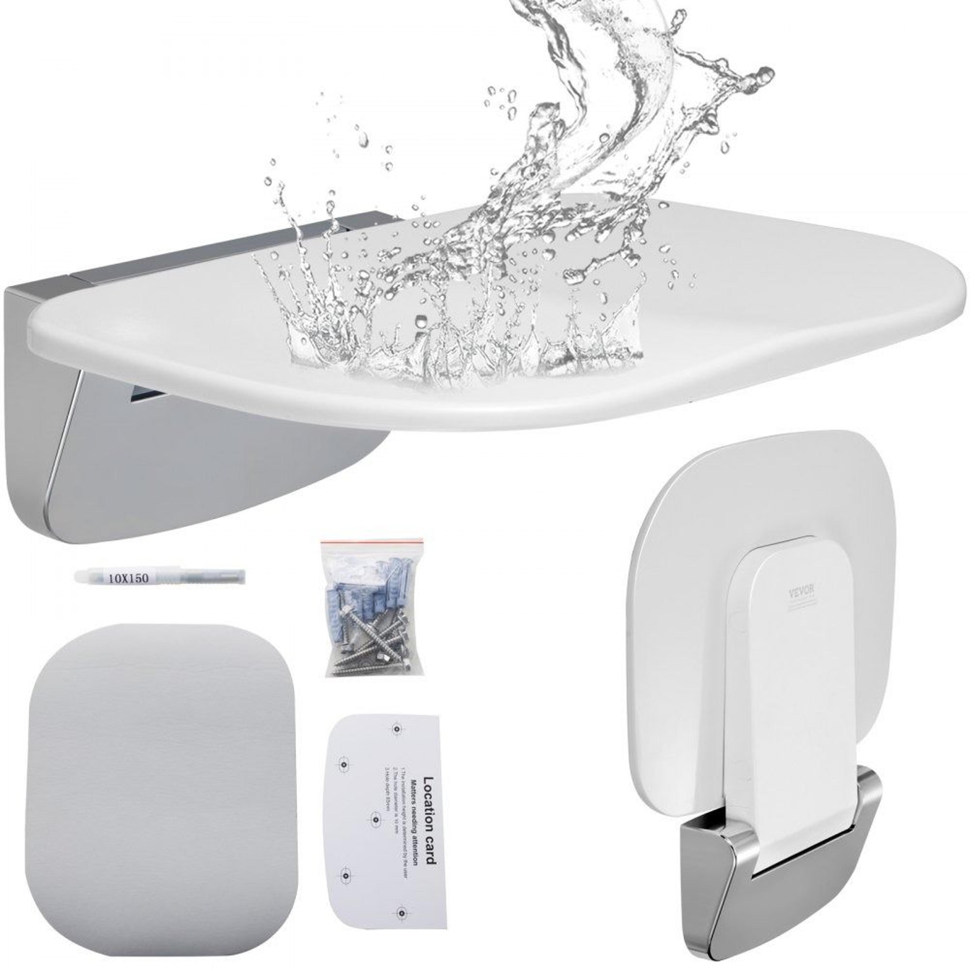 heavy duty wall mounted folding shower seat space saving shower bench for seniors and adults