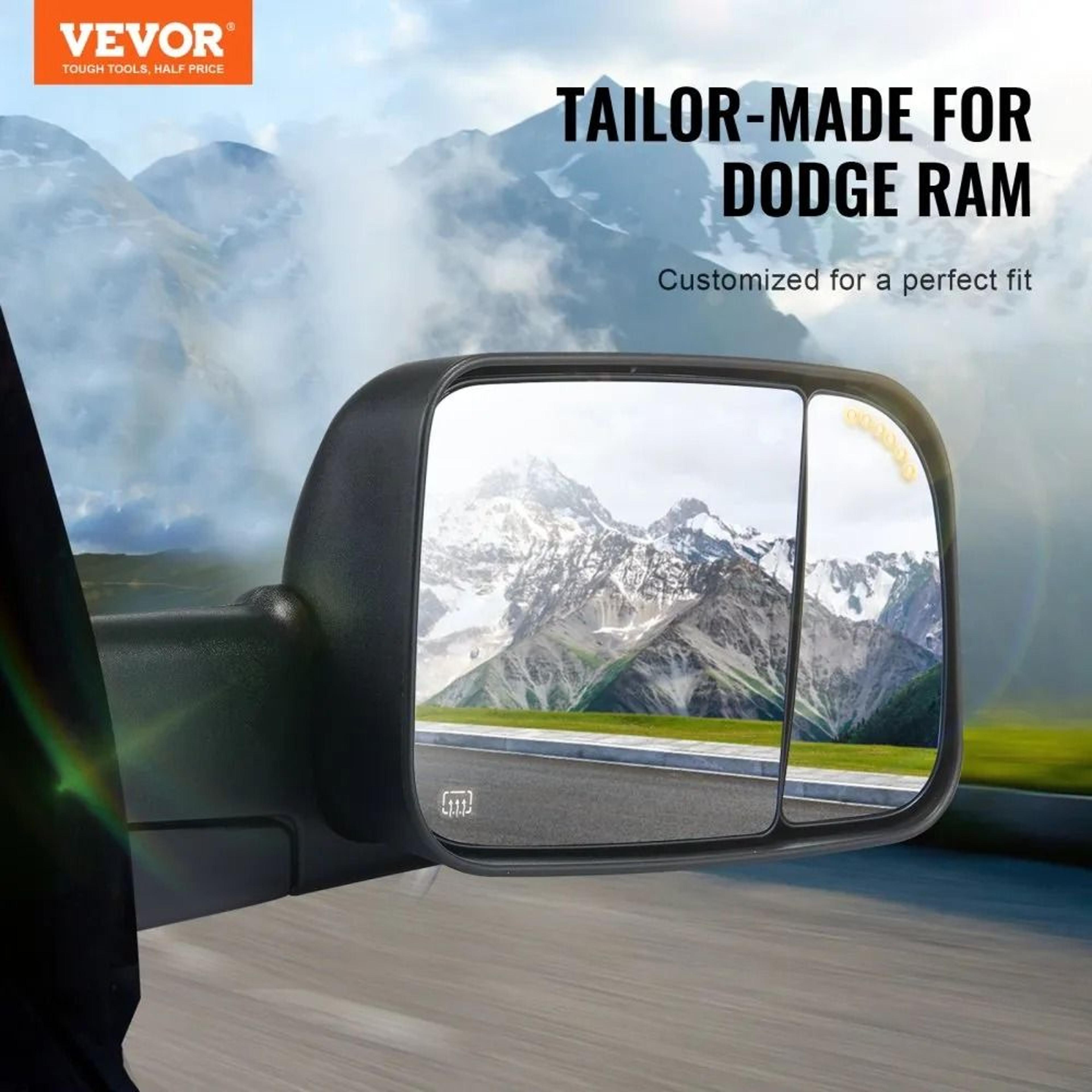 Ram Truck Towing Mirrors Power Heated Mirrors With Turn Signal Puddle Light And Folding Design 5