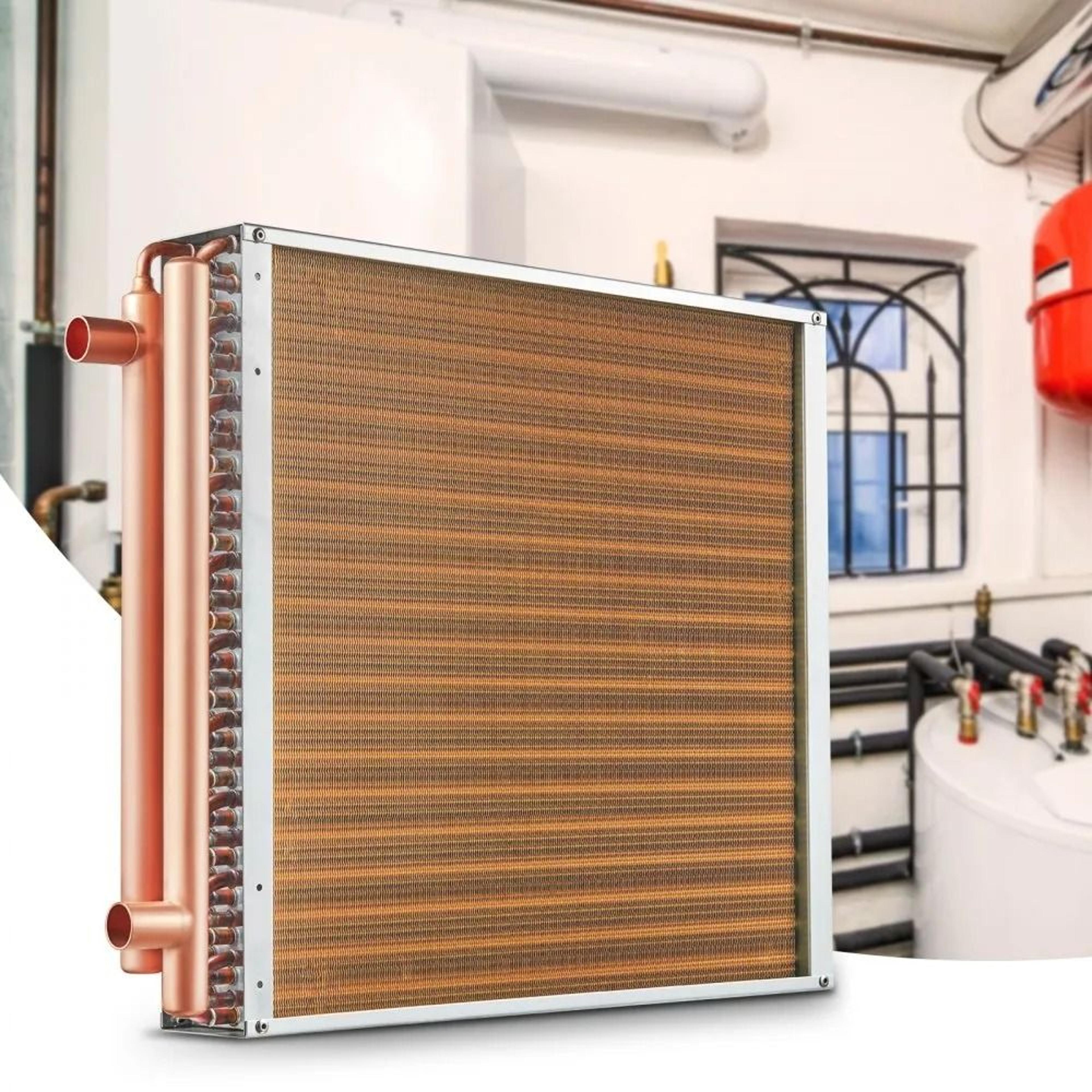 20 X 20 Water To Air Heat Exchanger 160K BTU Copper Coil For Wood Furnace And Forced Air Heating 5
