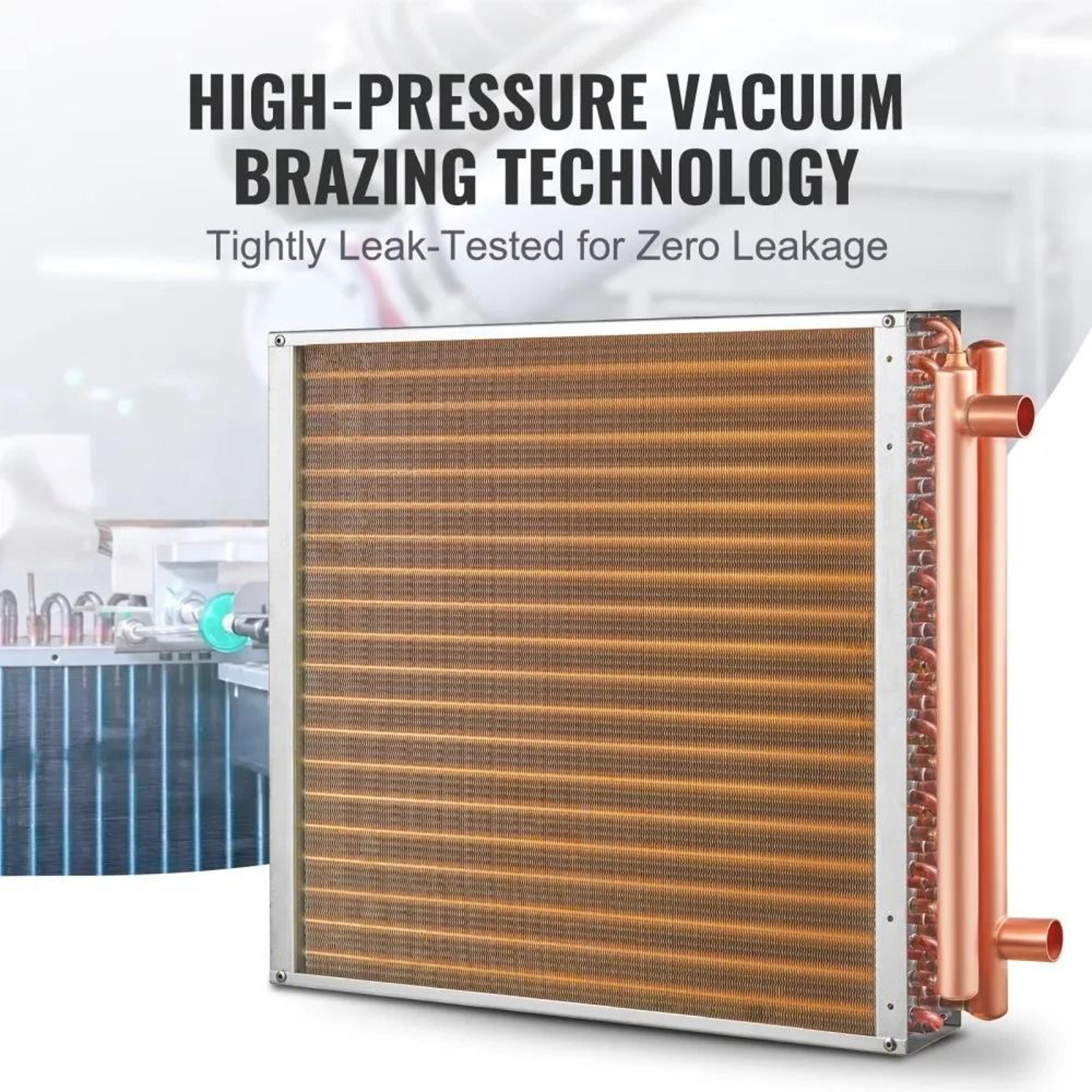 20 X 20 Water To Air Heat Exchanger 160K BTU Copper Coil For Wood Furnace And Forced Air Heating 1