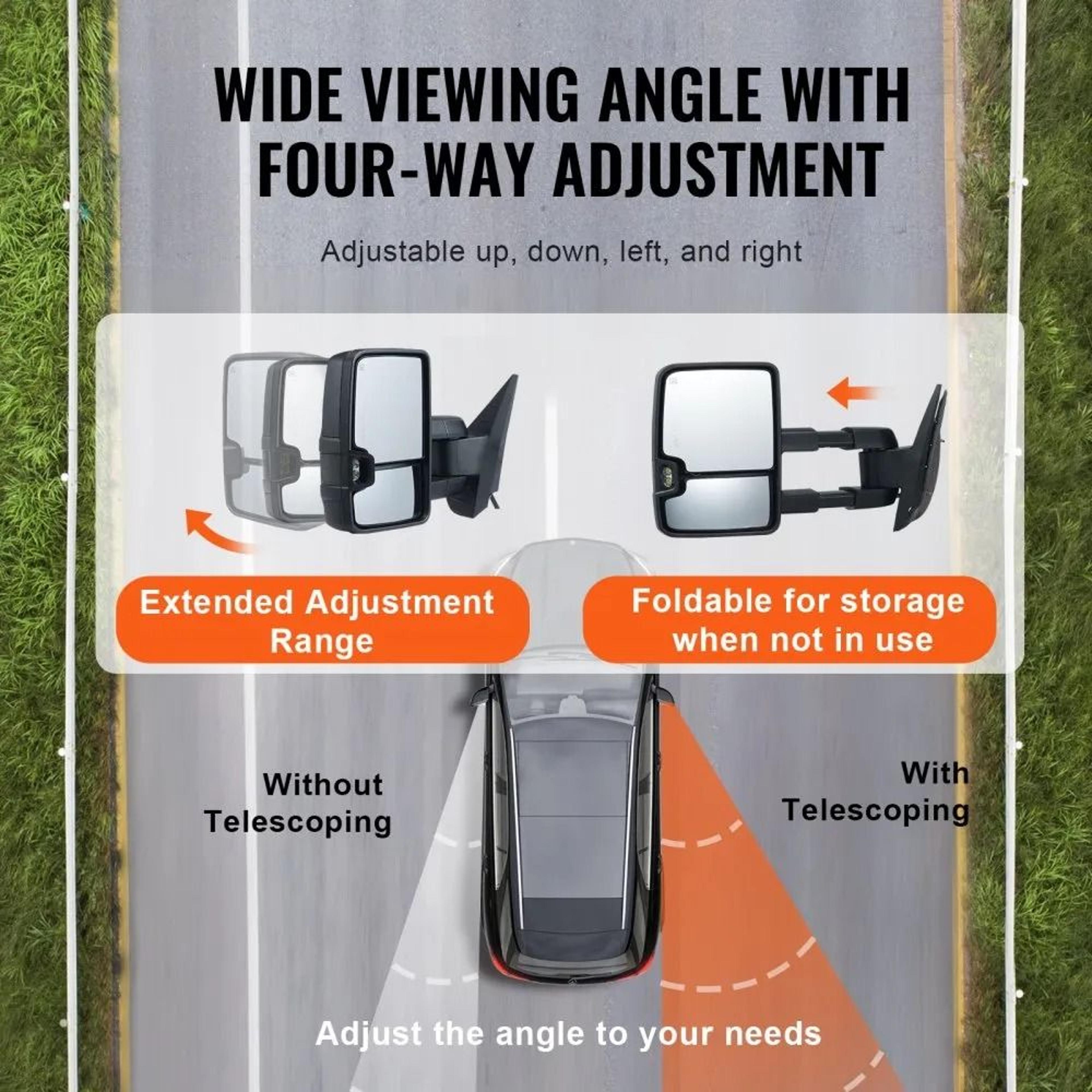 Power Heated Towing Mirrors For Chevy Silverado GMC Cadillac With Turn Signal And Telescoping Desig 5