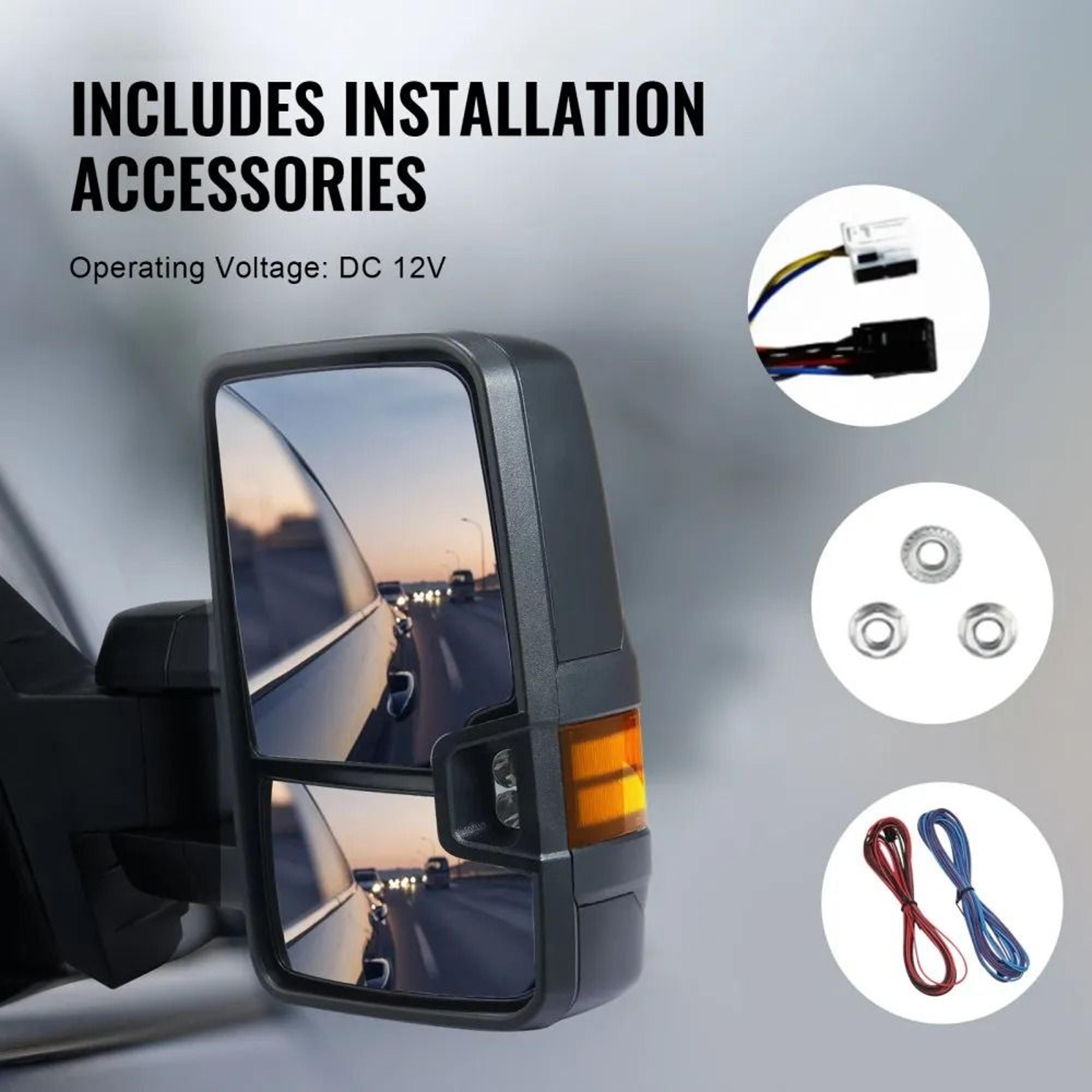 Power Heated Towing Mirrors For Chevy Silverado GMC Cadillac With Turn Signal And Telescoping Desig 2