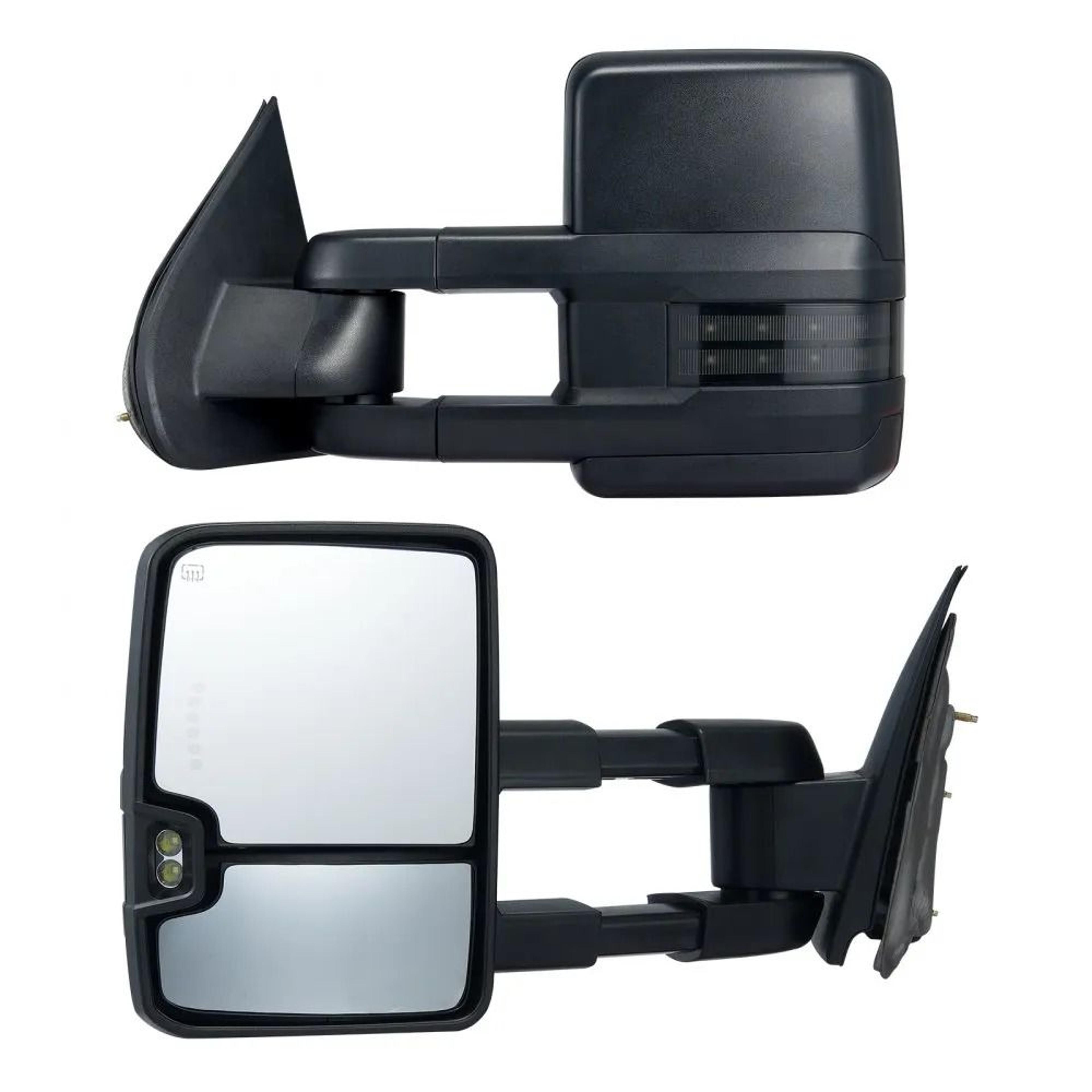 power heated towing mirrors for chevy silverado gmc cadillac with turn signal and telescoping design