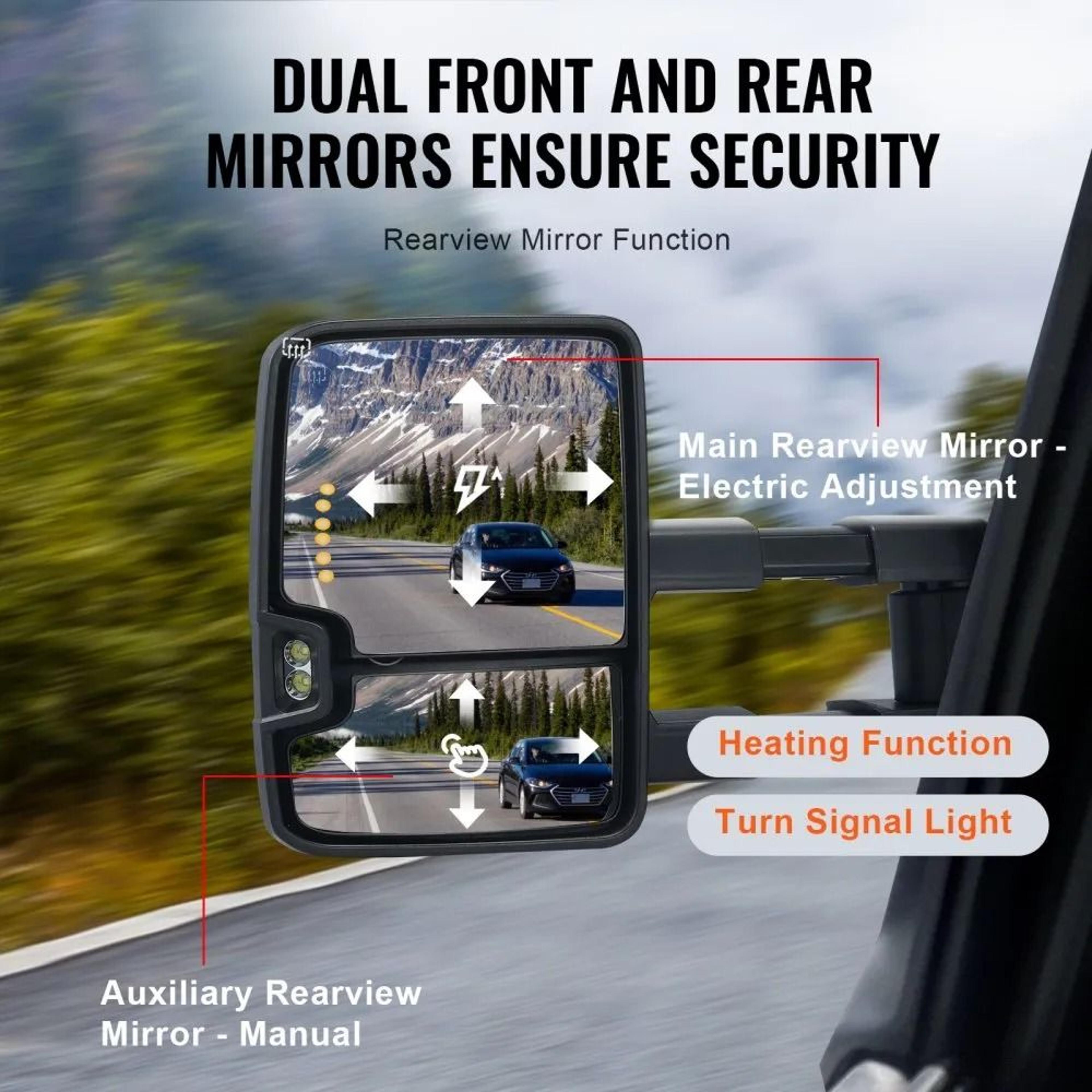 Power Heated Towing Mirrors For Chevy Silverado GMC Cadillac With Turn Signal And Telescoping Desig 4