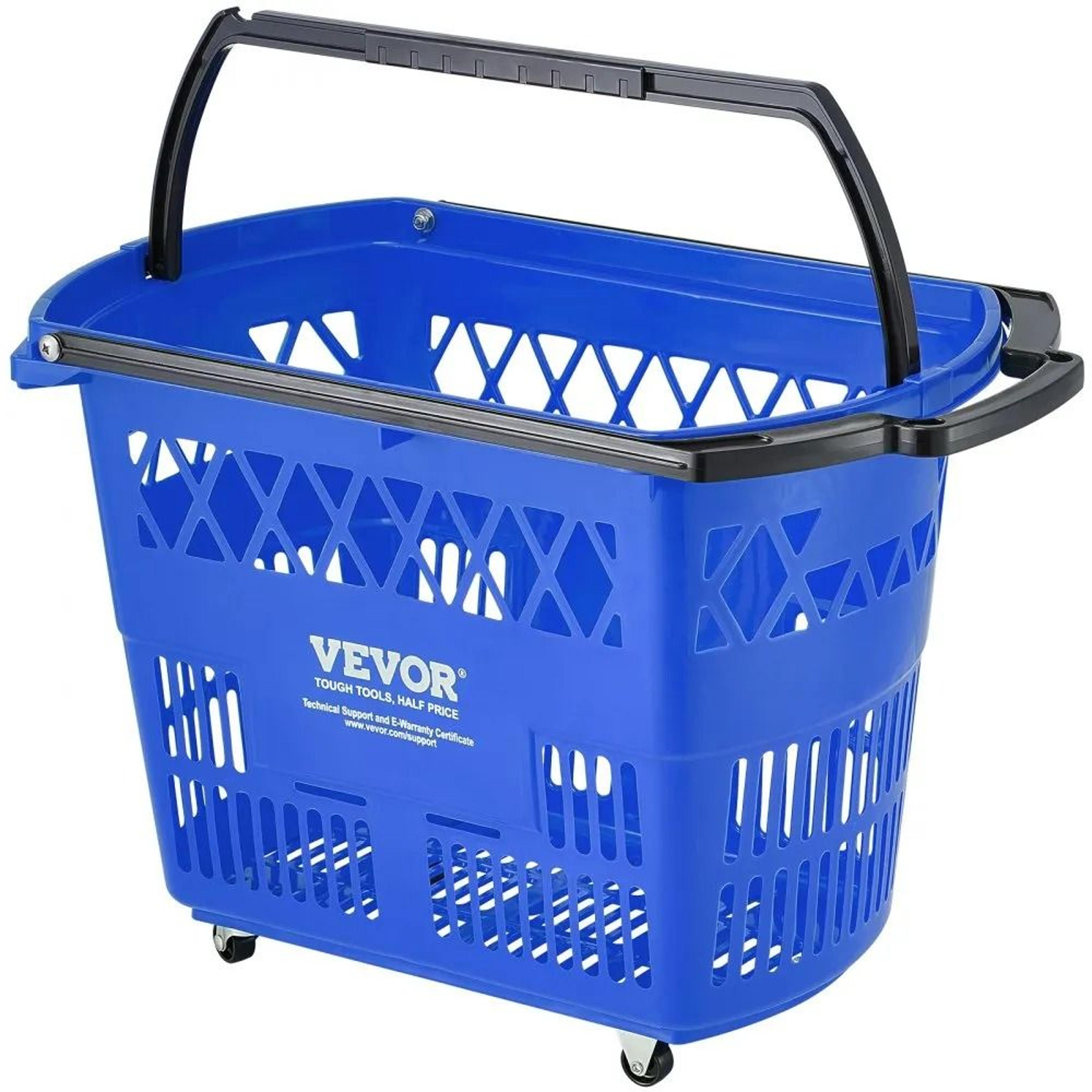 39L Rolling Shopping Baskets With Wheels And Handles 6 Pack For Grocery Stores And Retail 7