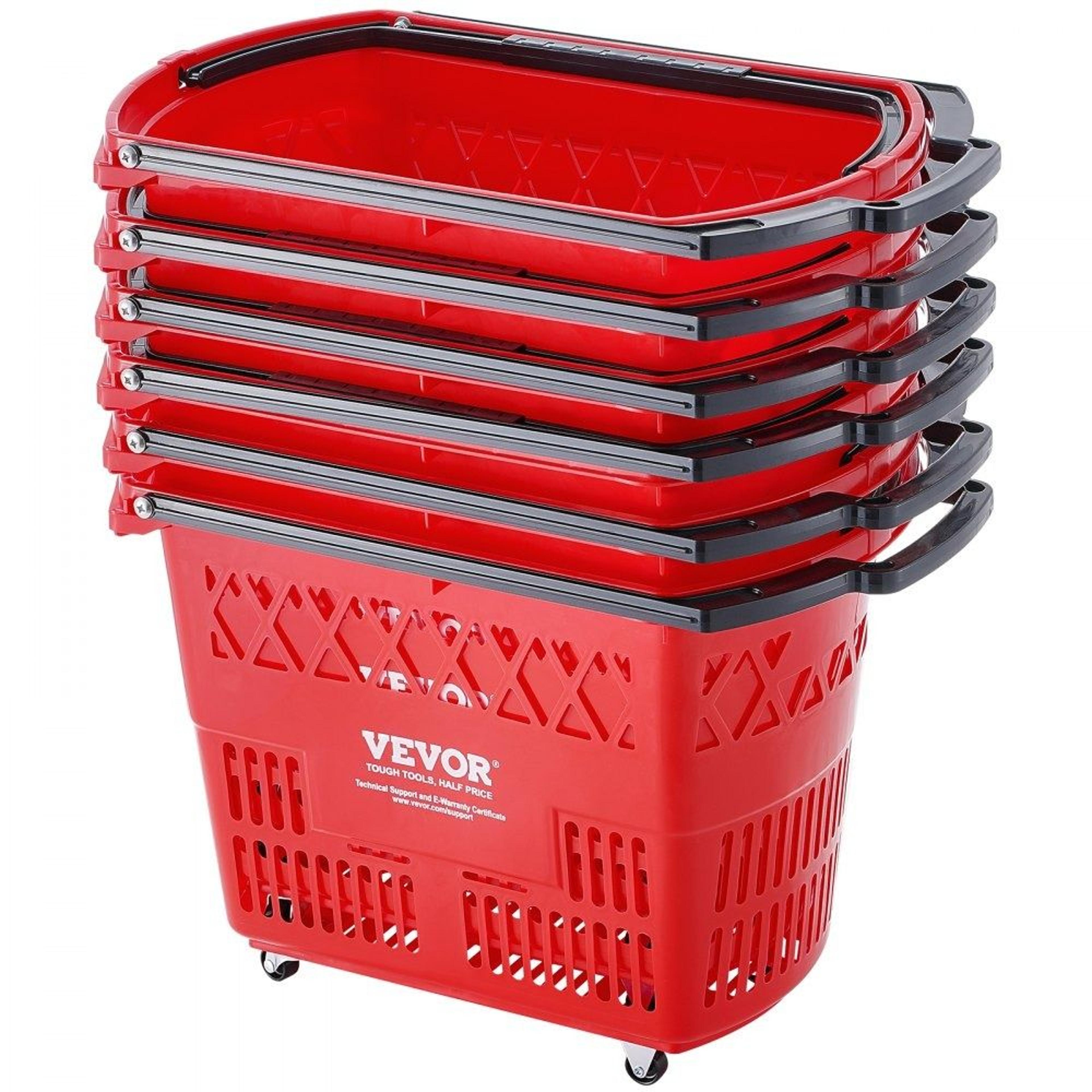 39l rolling shopping basket set with wheels and handles for grocery stores and retail shops
