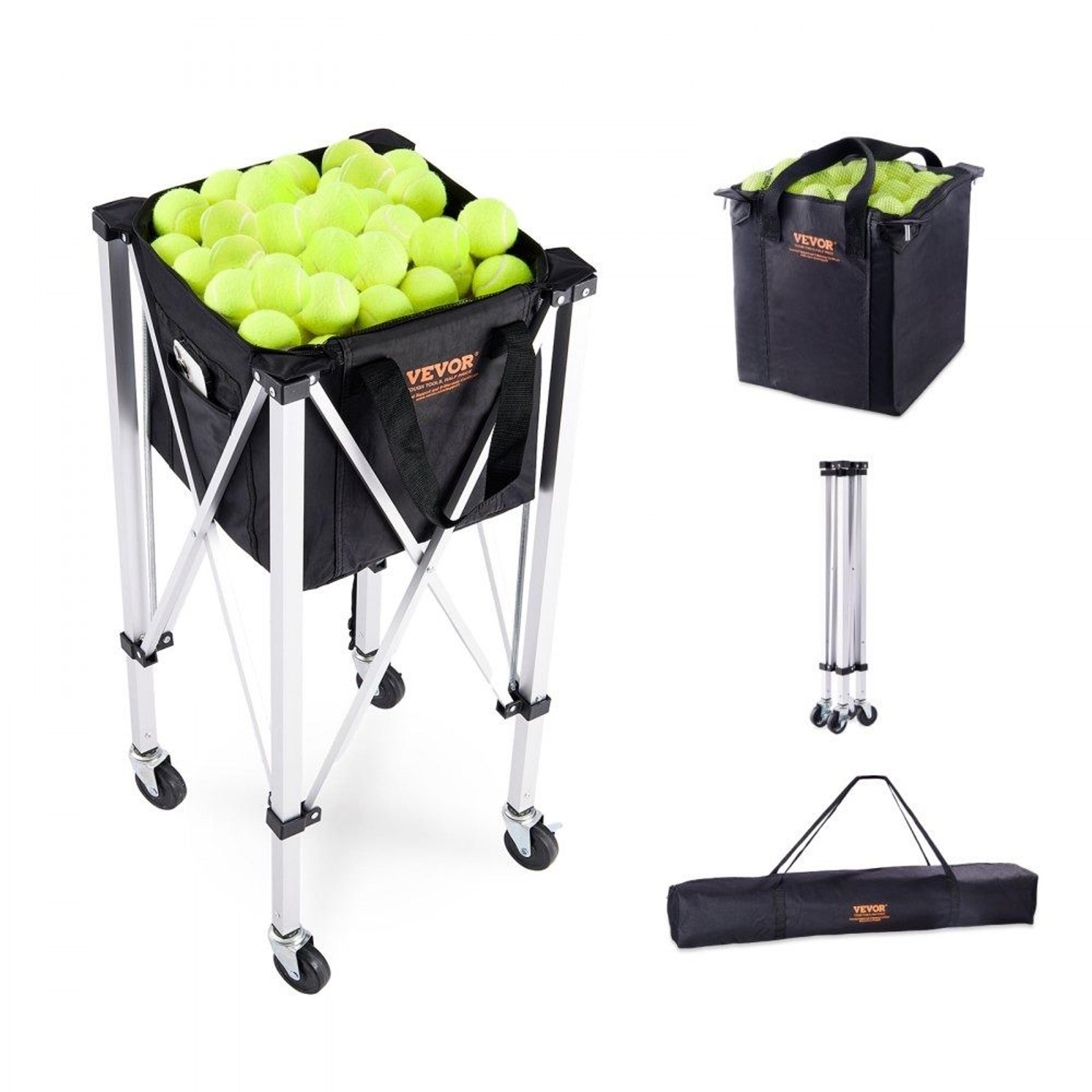 foldable tennis ball hopper with wheels large capacity tennis ball cart for training