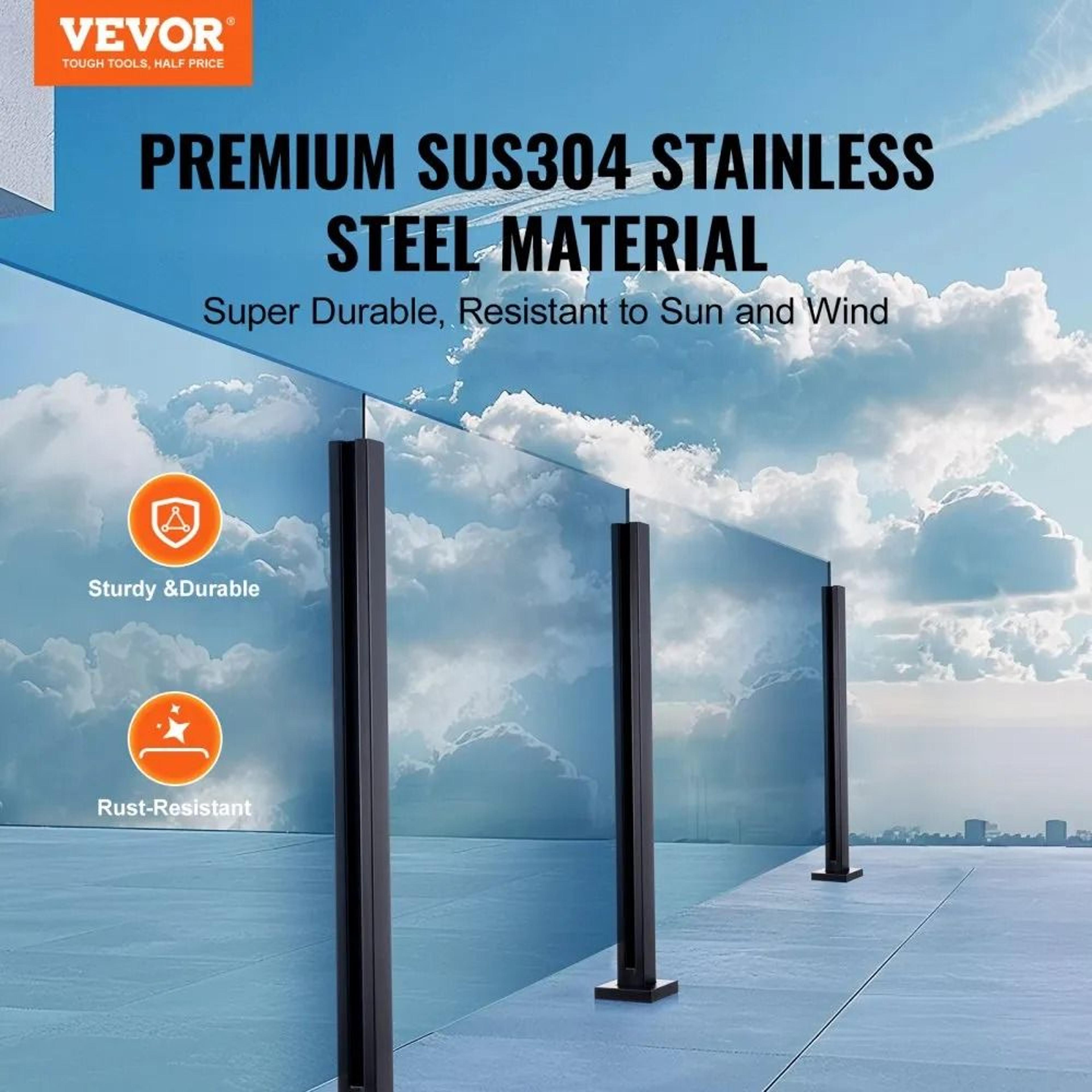 Heavy Duty Glass Railing Bracket For Frameless Tempered Glass With Stainless Steel Support 1