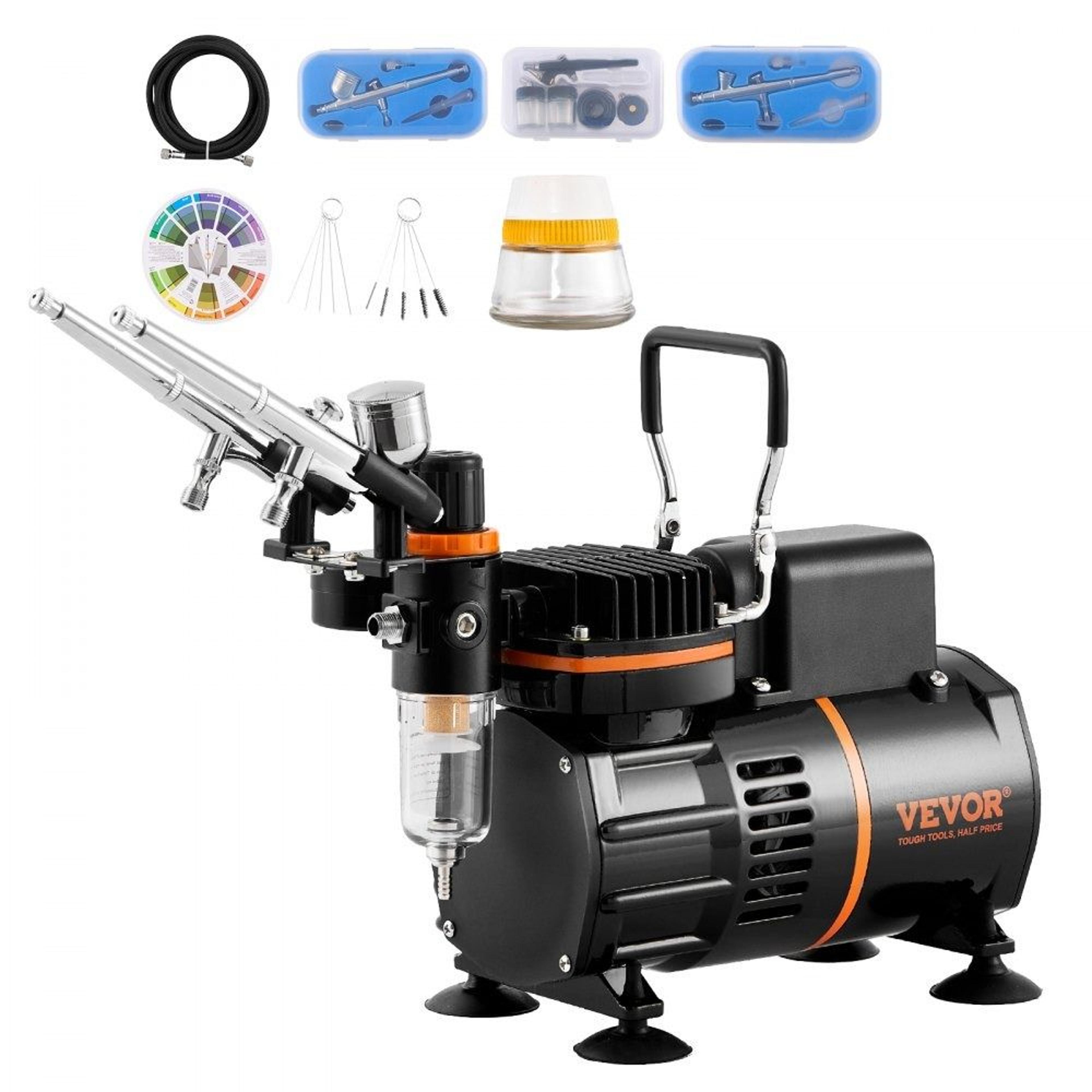 professional airbrush kit with compressor and three airbrushes for painting cake art and crafts
