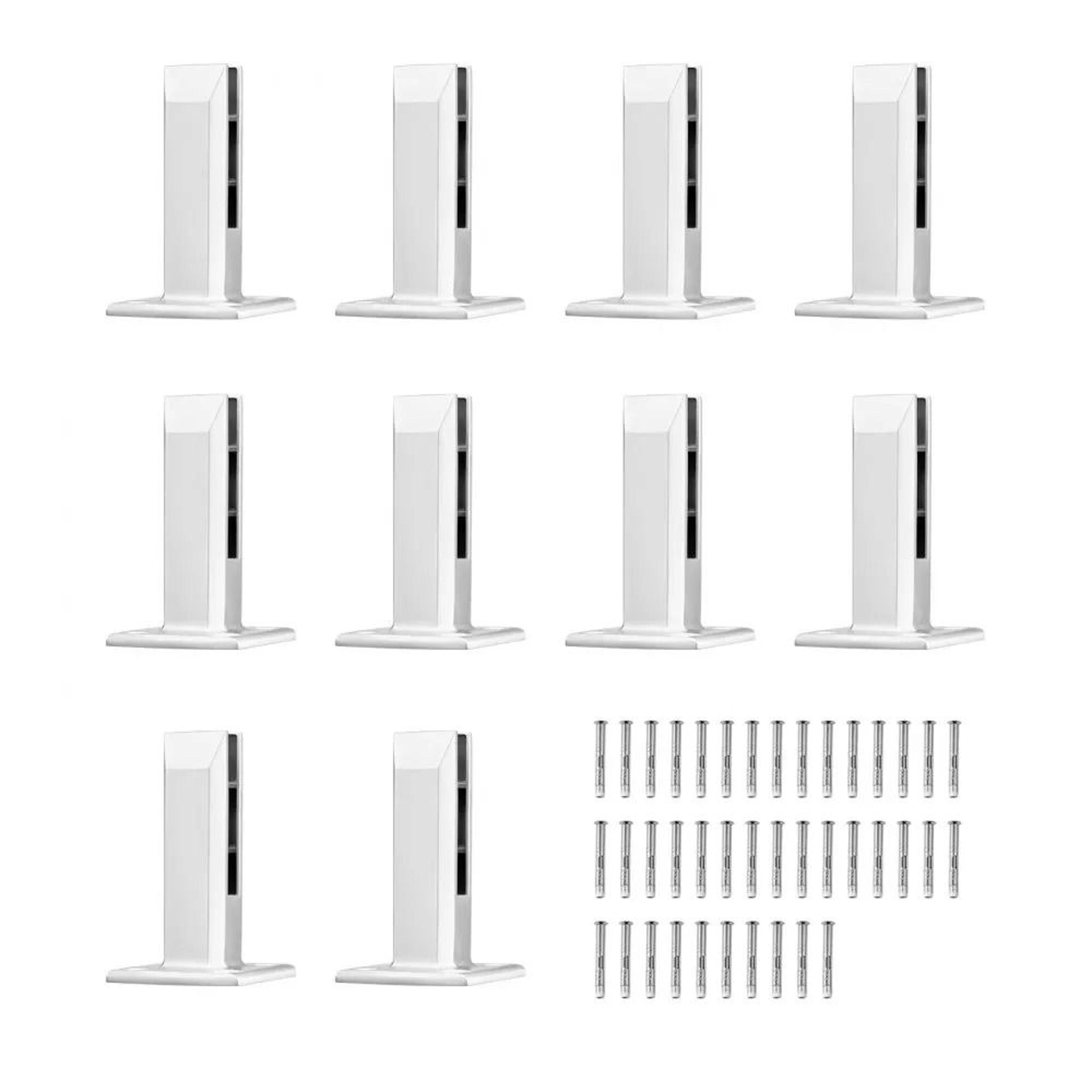 heavy duty glass railing clamps for tempered glass with stainless steel square brackets 10 piece set