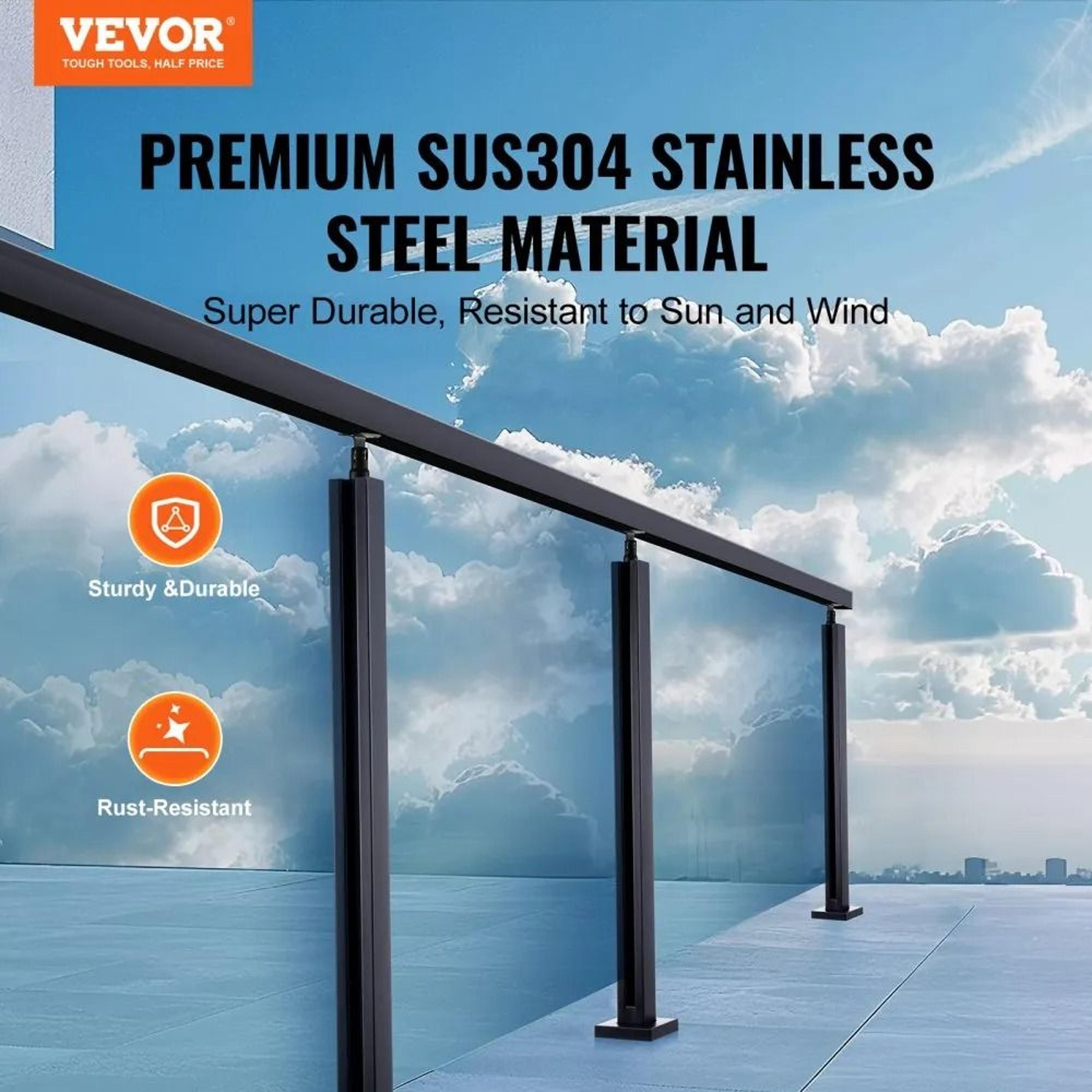 Heavy Duty Glass Railing Post Stainless Steel Glass Railing Bracket For Tempered Glass 1