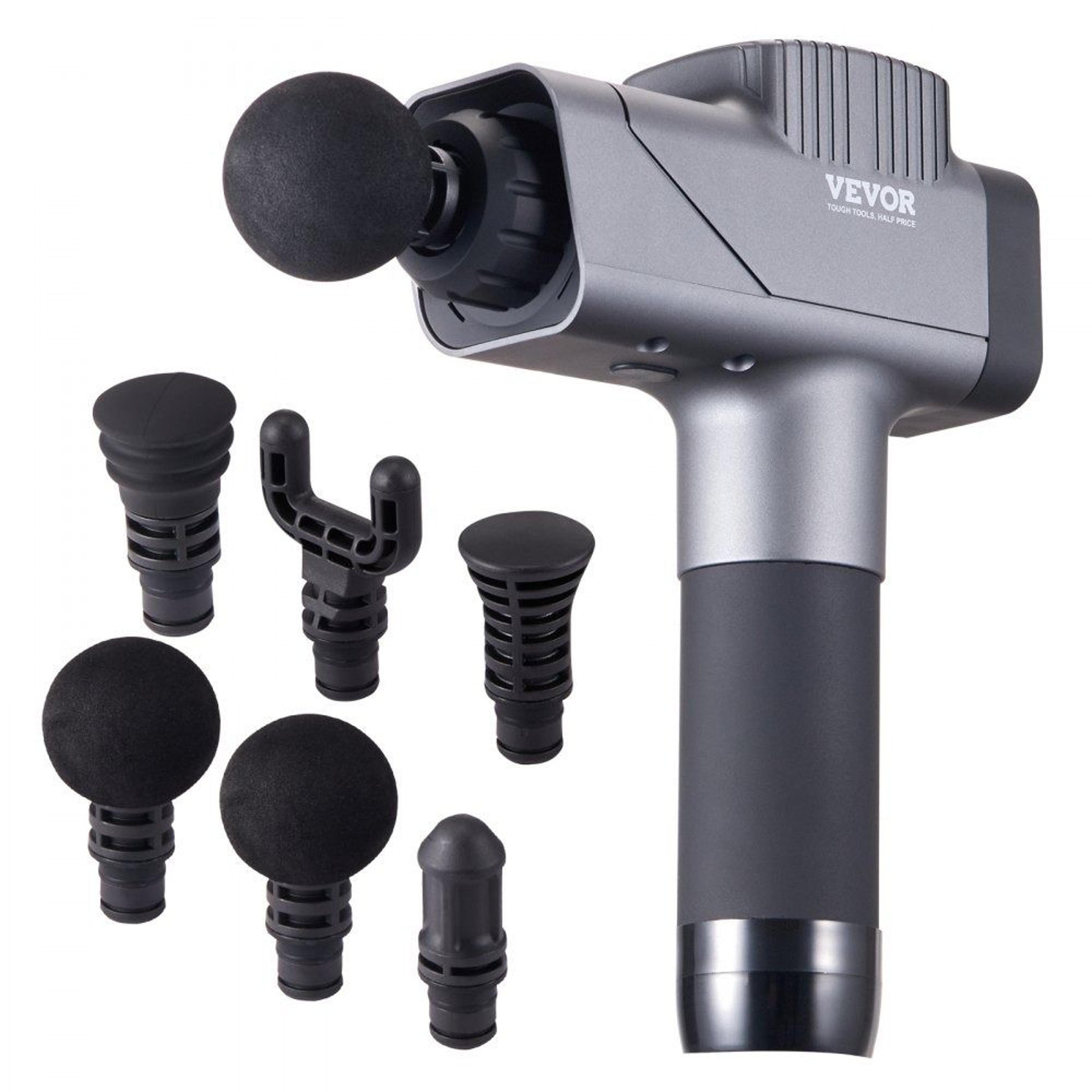 deep tissue massage gun for athletes with 8 speeds and 6 massage heads